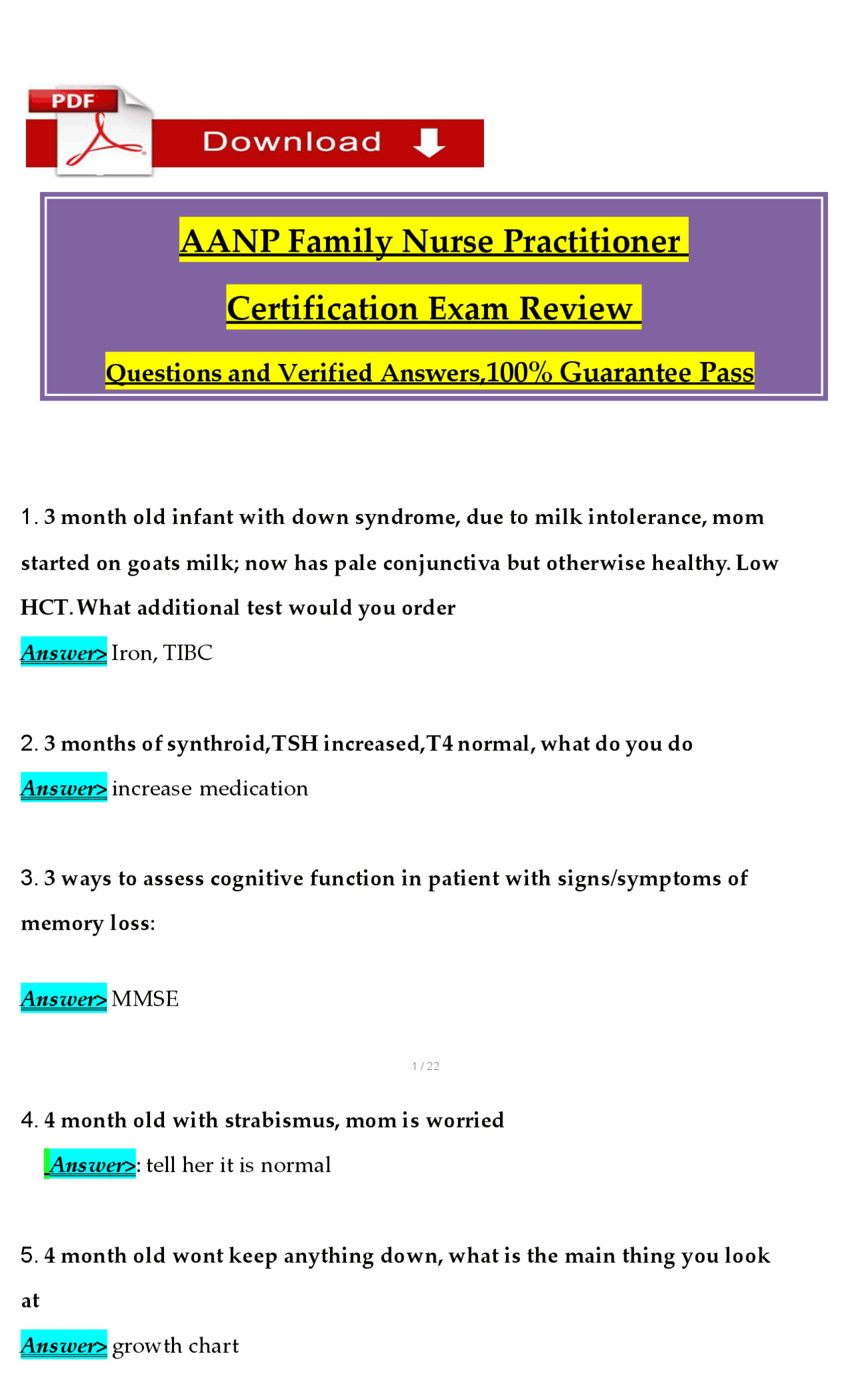 Family Nurse Practitioner Certification Exam Review: Questions and ...