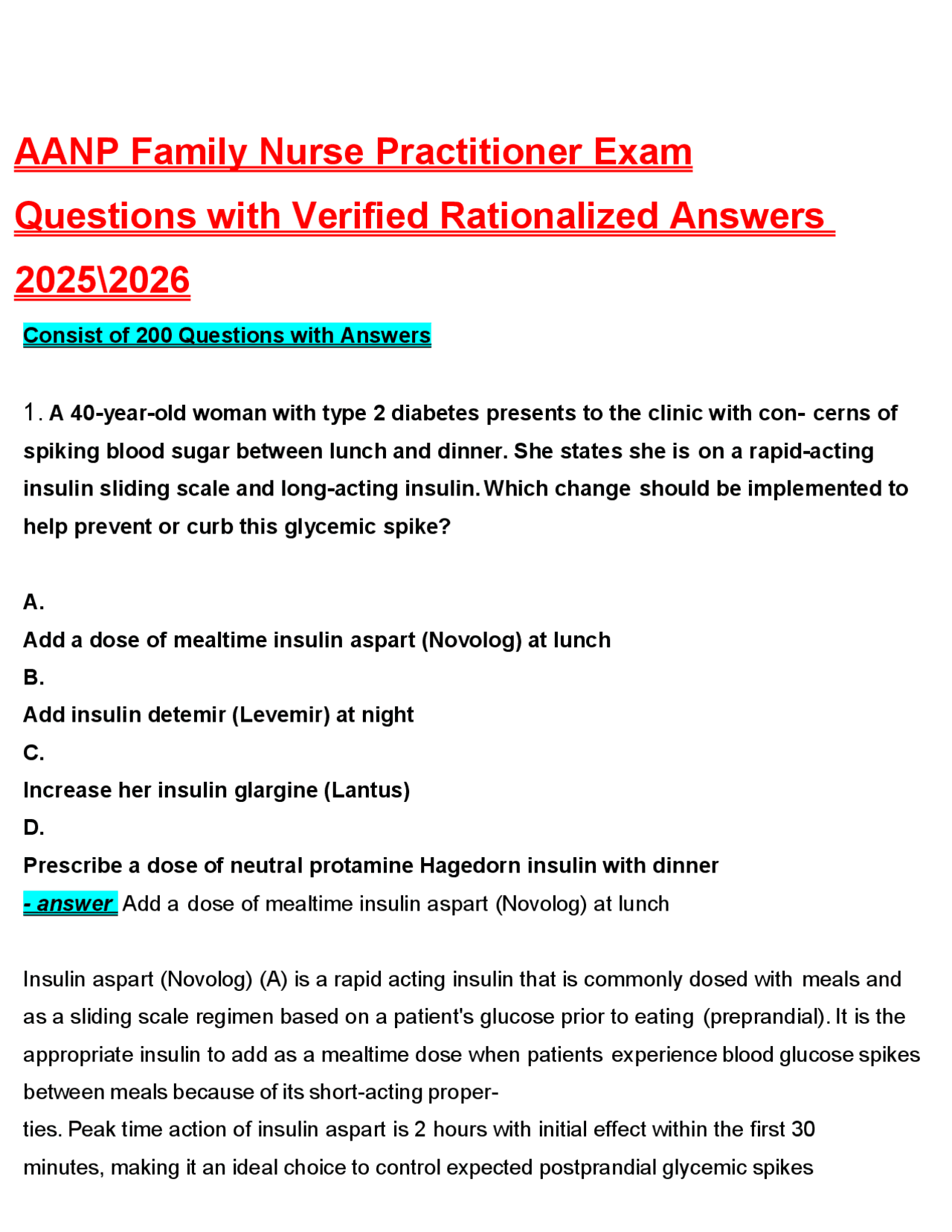 Family Nurse Practitioner Exam Questions and Answers 2025-2026 | Exams ...