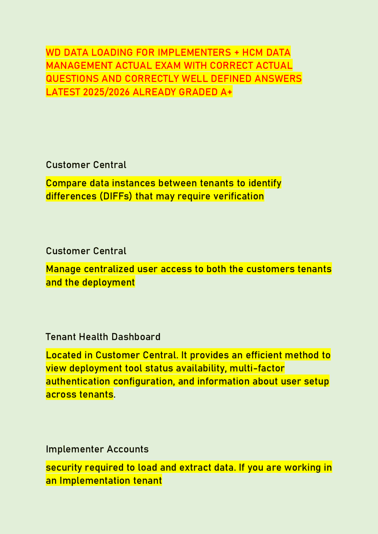Workday Data Loading and HCM Data Management Exam Questions 2025/2026 ...