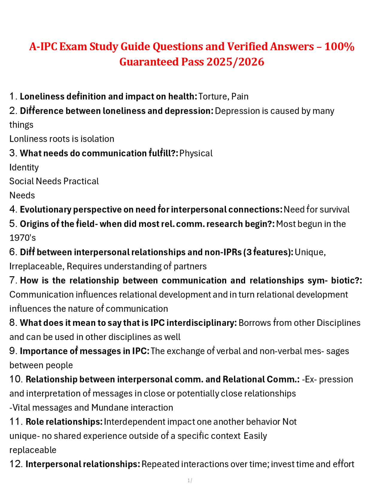 Interpersonal Communication Exam Study Guide: Questions and Answers ...