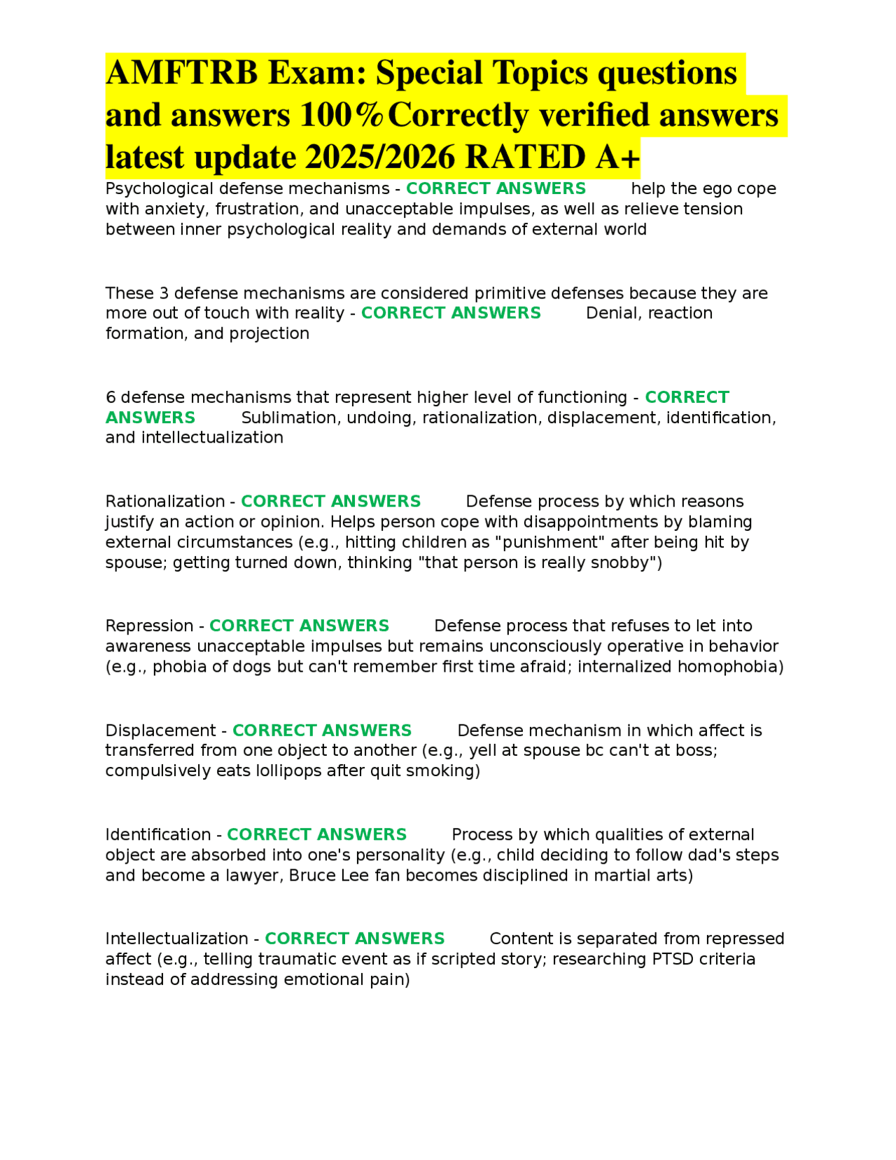 AMFTRB Exam: Special Topics - Questions and Answers (2025/2026) | Exams ...
