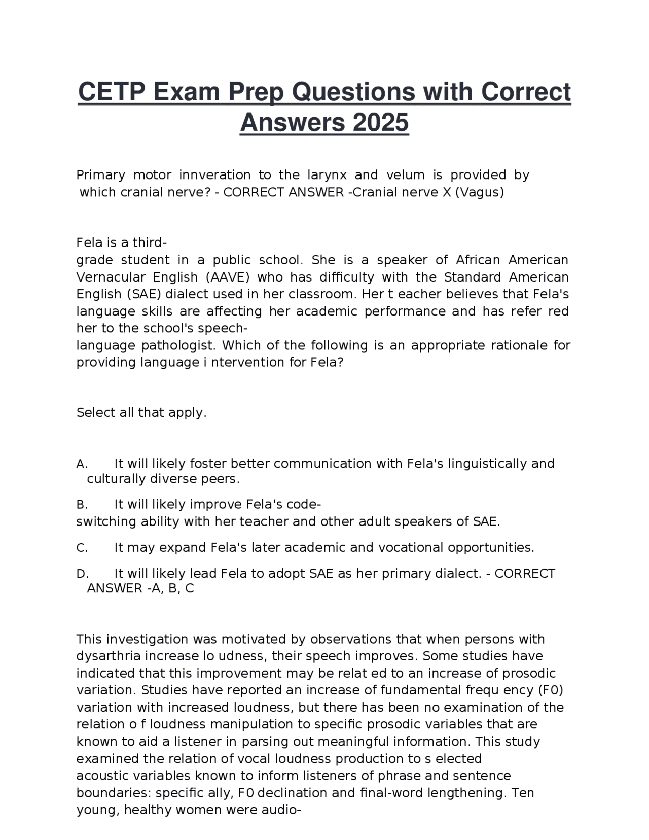 CETP Exam Prep Questions with Correct Answers 2025 | Exams Advanced ...