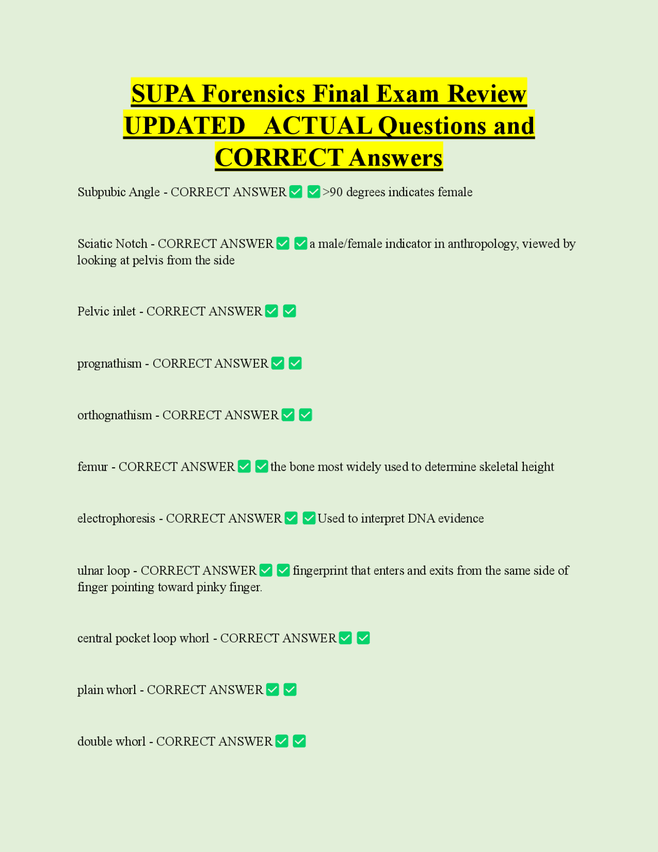 Forensic Science Final Exam Review: Questions and Answers | Exams ...