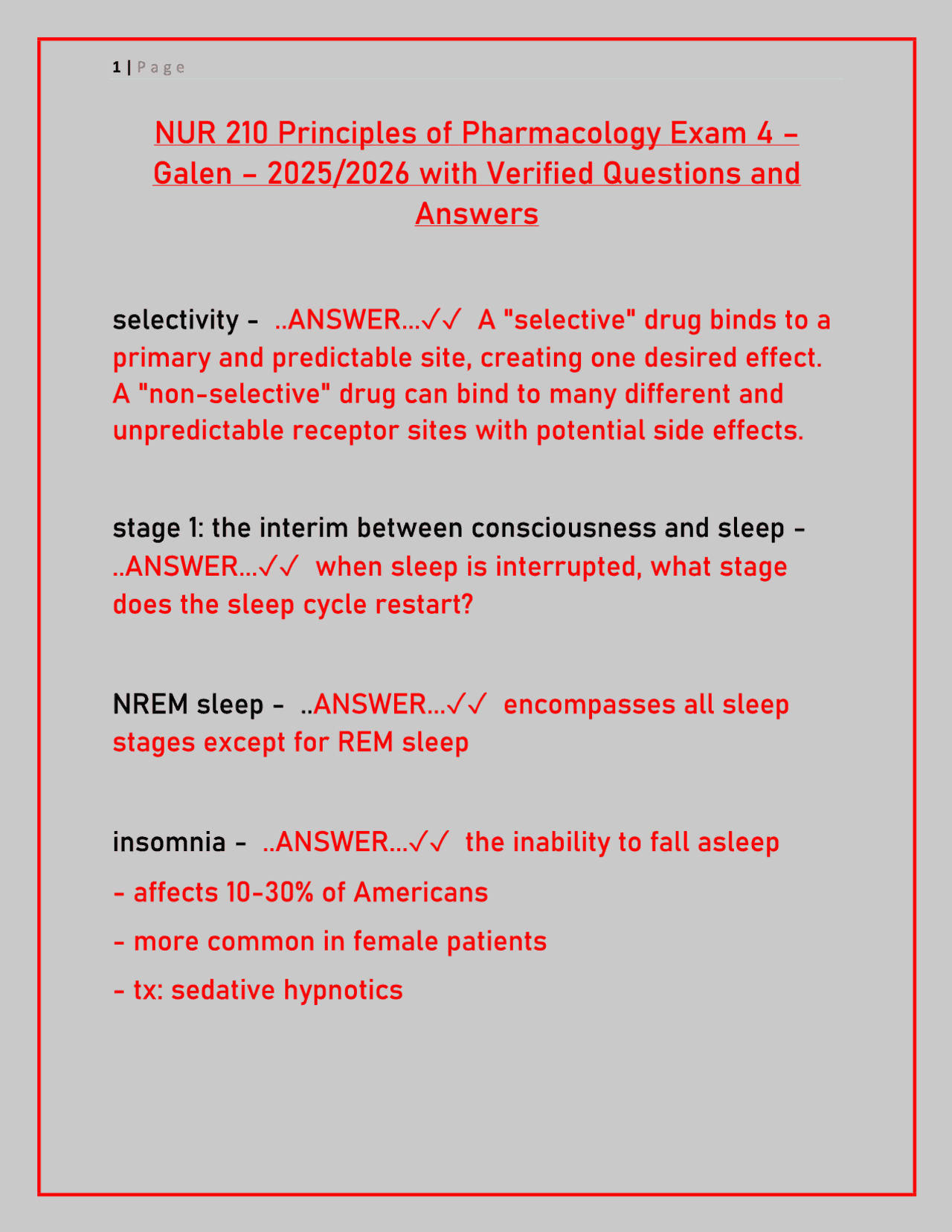 NUR 210 Pharmacology Exam 4 Review 2025: Galen College - Anesthetics ...