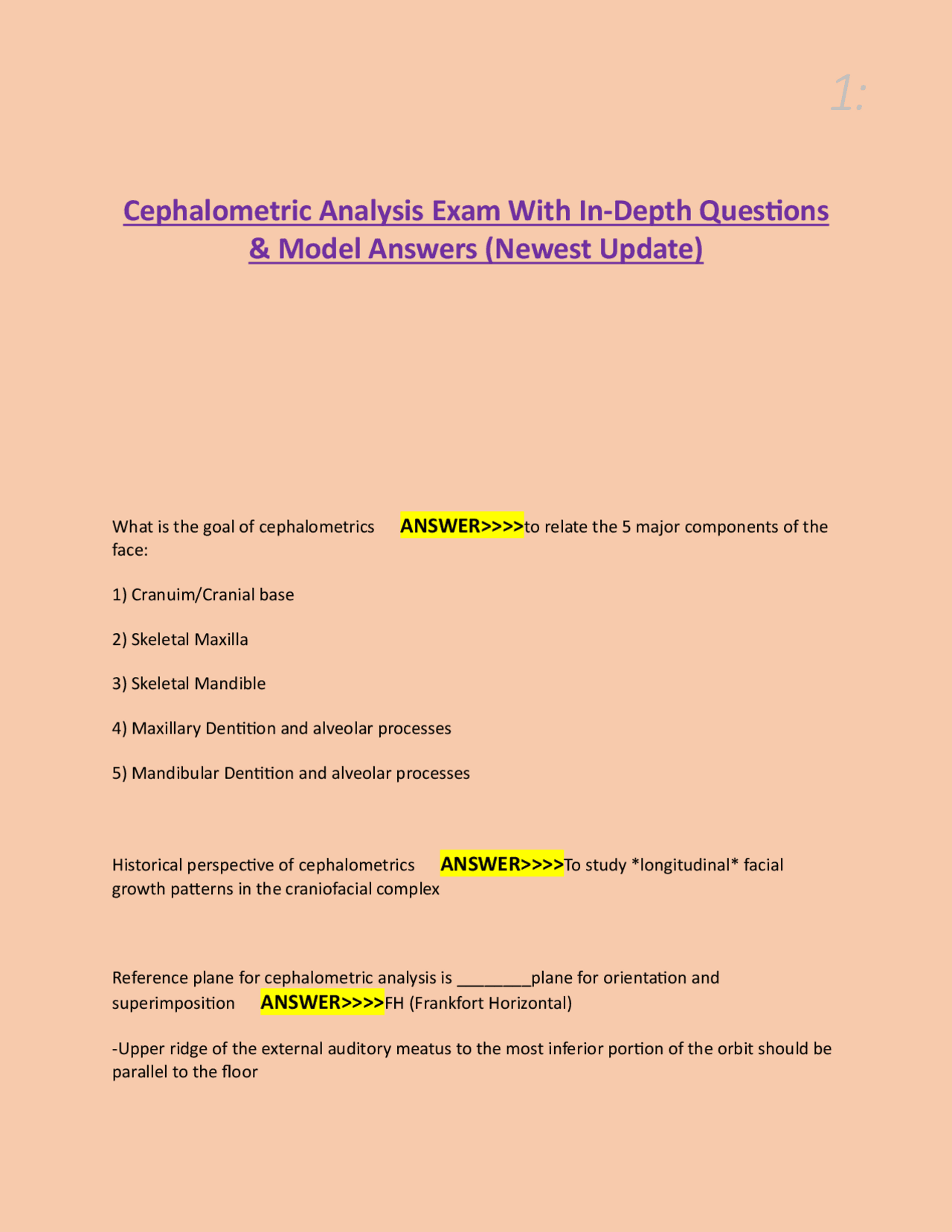 Examine In Depth Cephalometric Analysis Exam: In-Depth Q&A for Dental Students | Exams ...