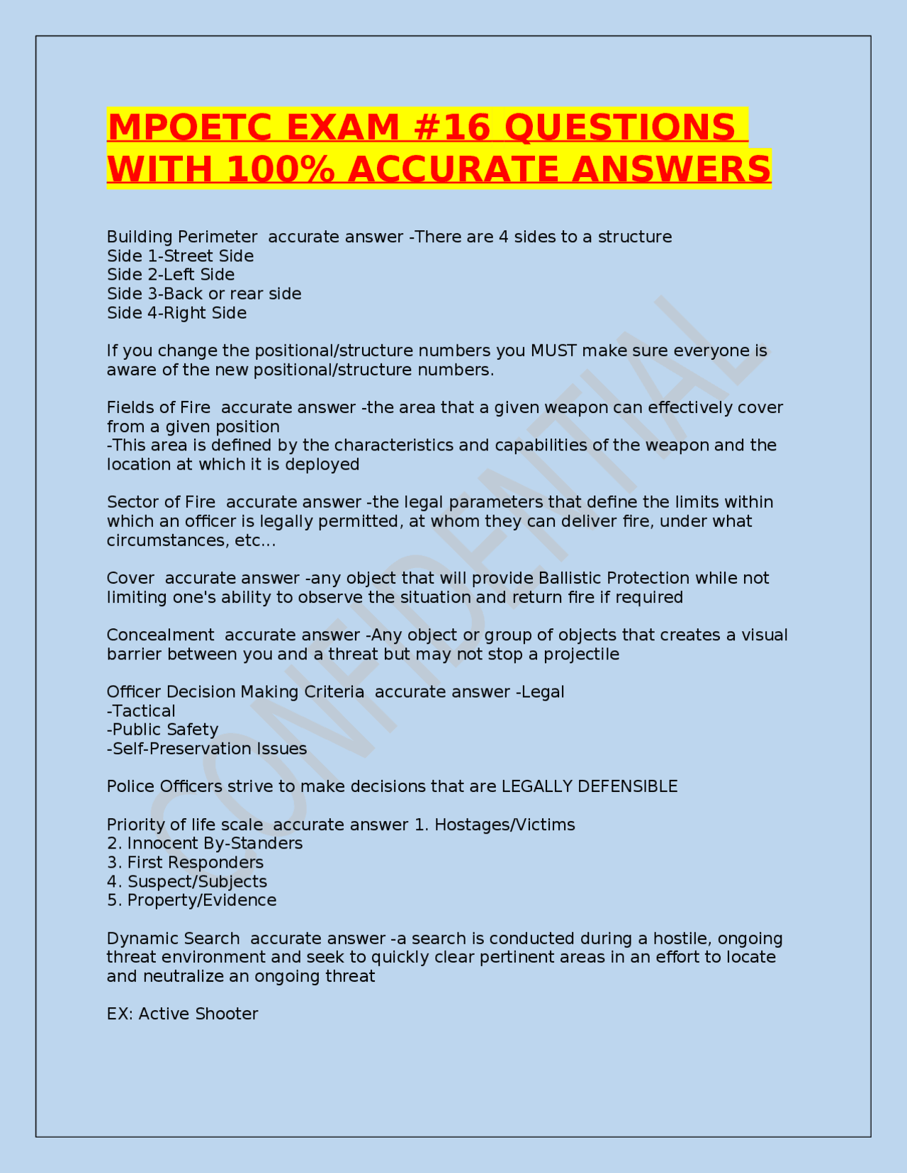 MPOETC Exam #16: Law Enforcement Questions and Answers | Exams Public ...