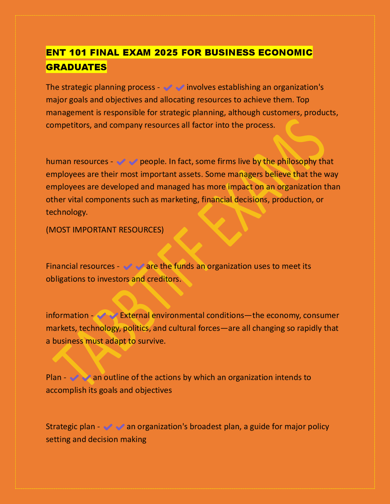 ENT 101 Final Exam Review: Business and Economics Key Concepts | Exams ...