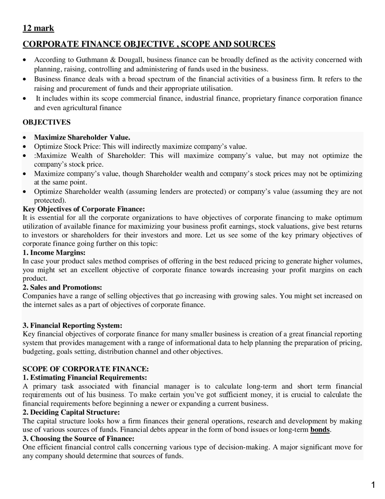 Corporate finance notes | Study notes Corporate Finance | Docsity