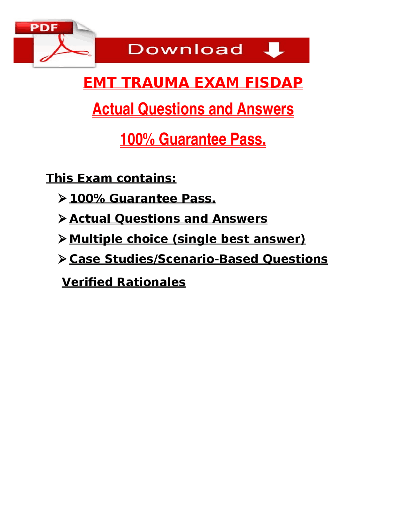 EMT Trauma Exam FISDAP (2025) | Actual Questions & Verified Answers ...