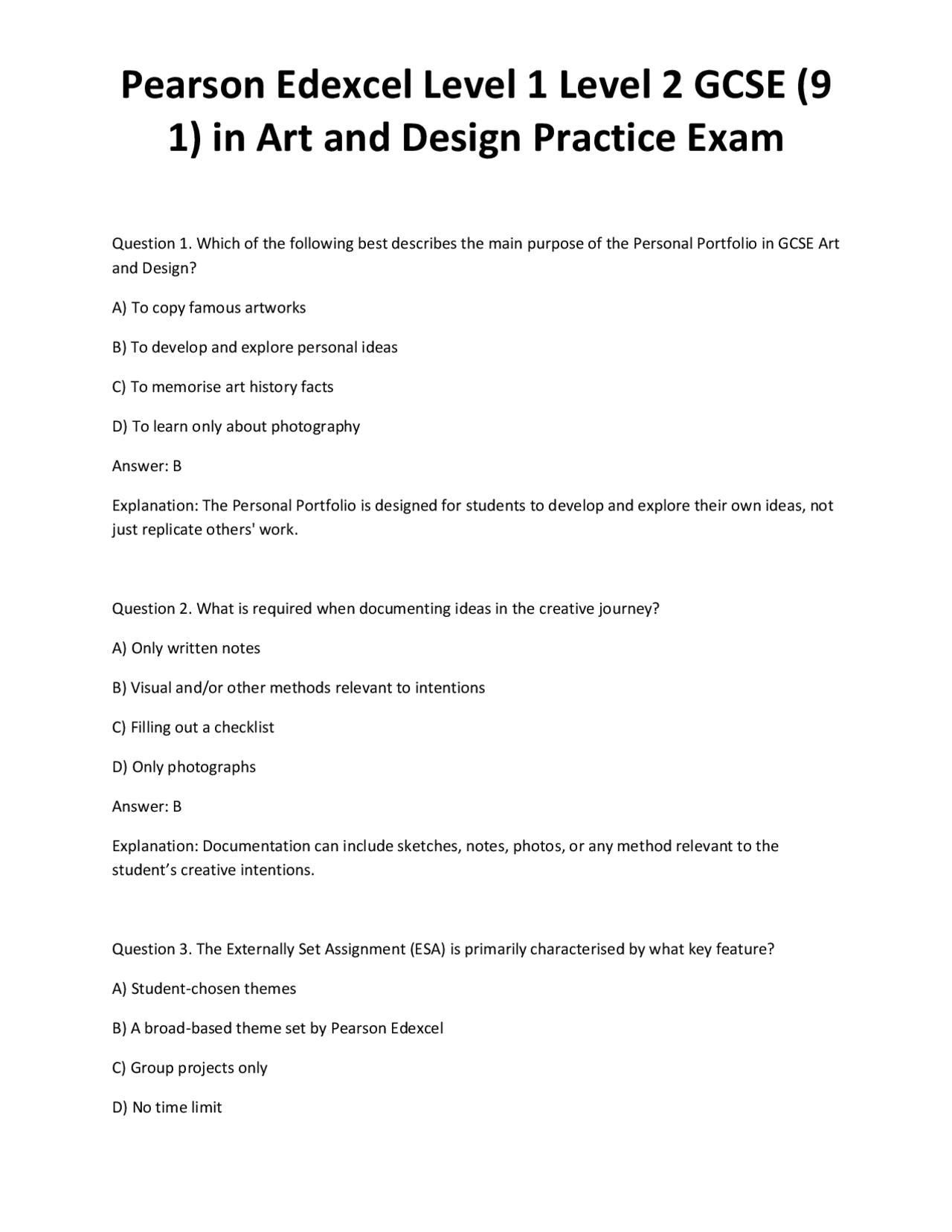 Design Problem Gcse Image GCSE Art and Design Practice Exam Questions | Exams Technology | Docsity