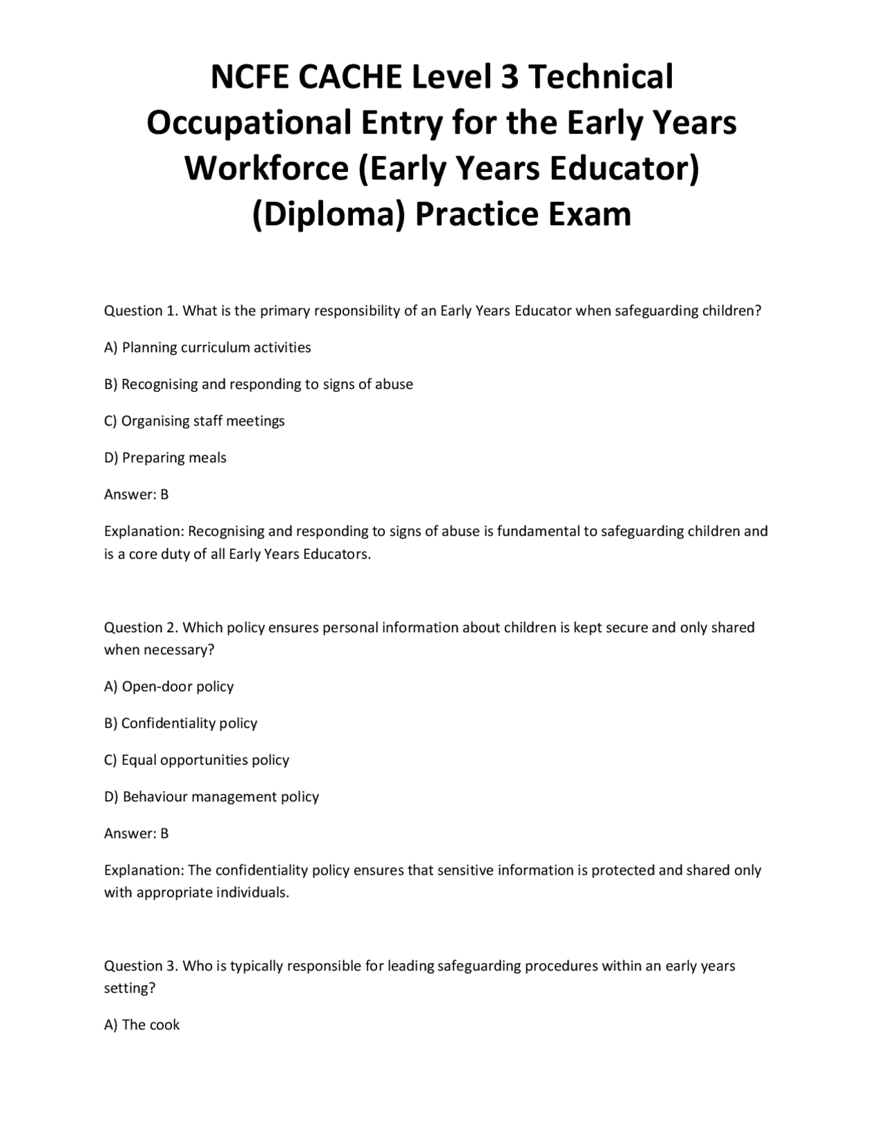 NCFE CACHE Level 1 2 Technical Award in Child Development and Care in ...