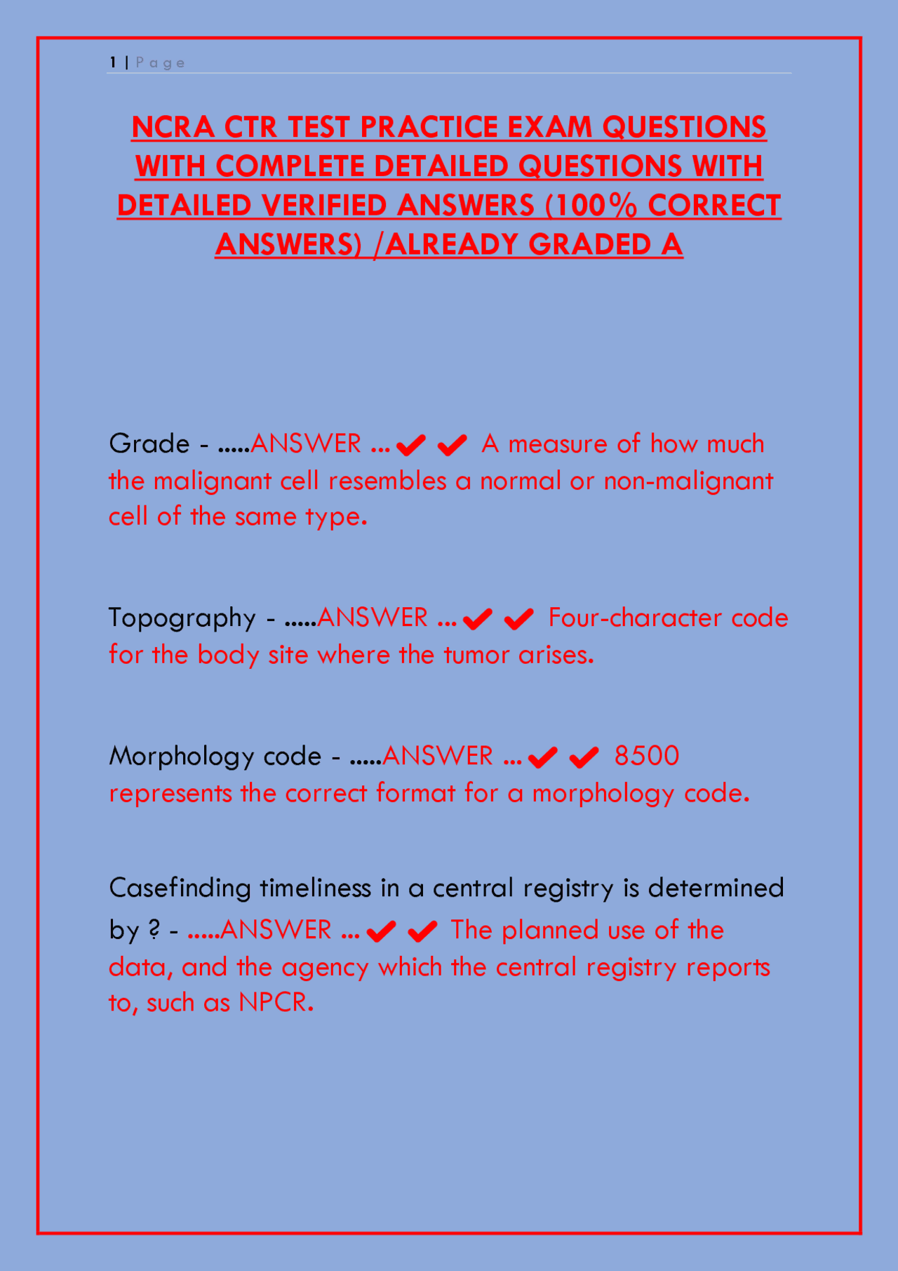 NCRA CTR Exam: Complete Practice Test with Detailed Questions & 100% ...