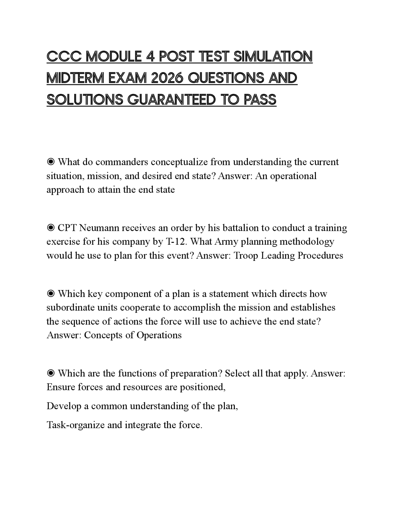 CCC MODULE 4 POST TEST SIMULATION MIDTERM EXAM 2026 QUESTIONS AND ...