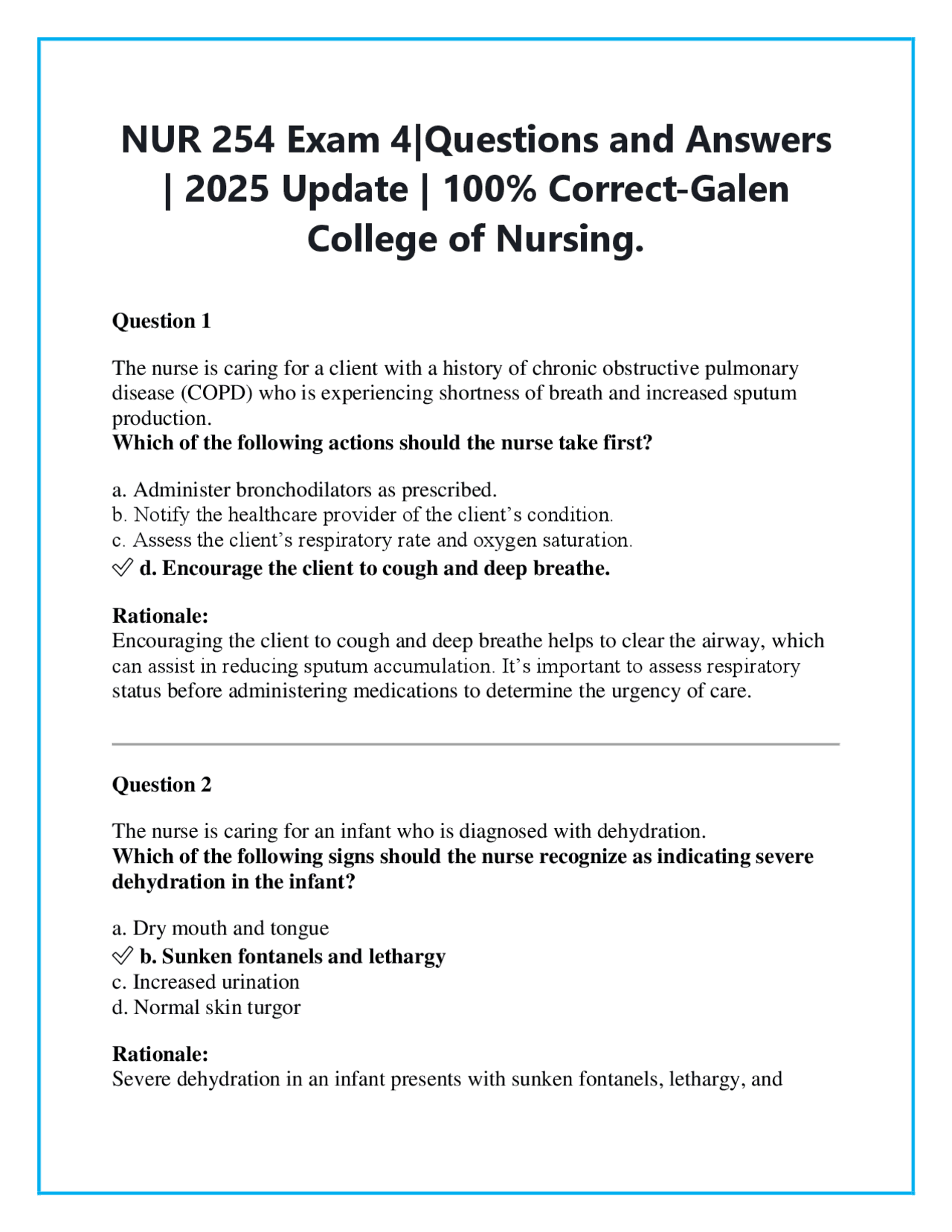 NUR 254 Exam 4 | Questions and Answers (2025 Update) | 100% Correct ...