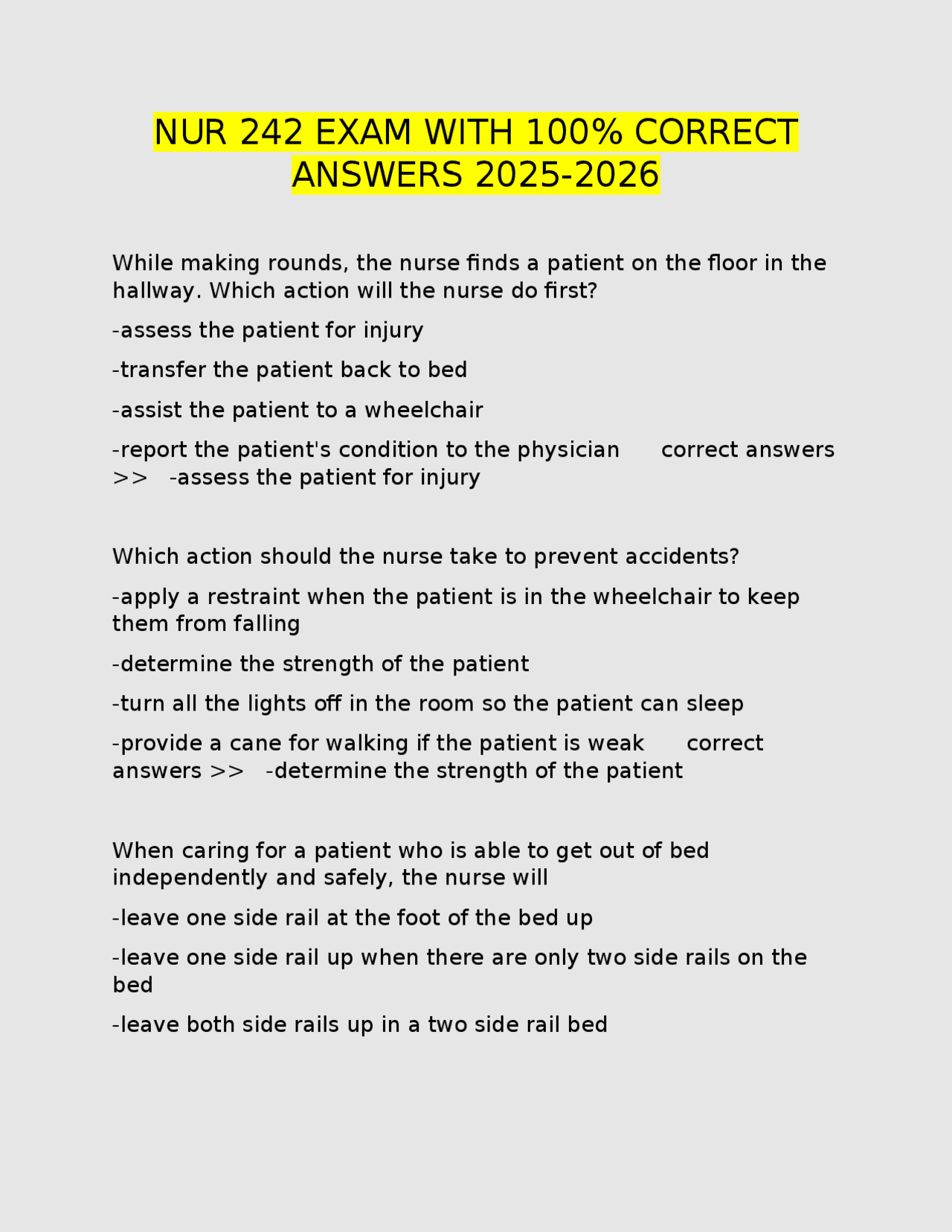 NUR 242 EXAM WITH 100% CORRECT ANSWERS 2025-2026 | Exams Advanced ...