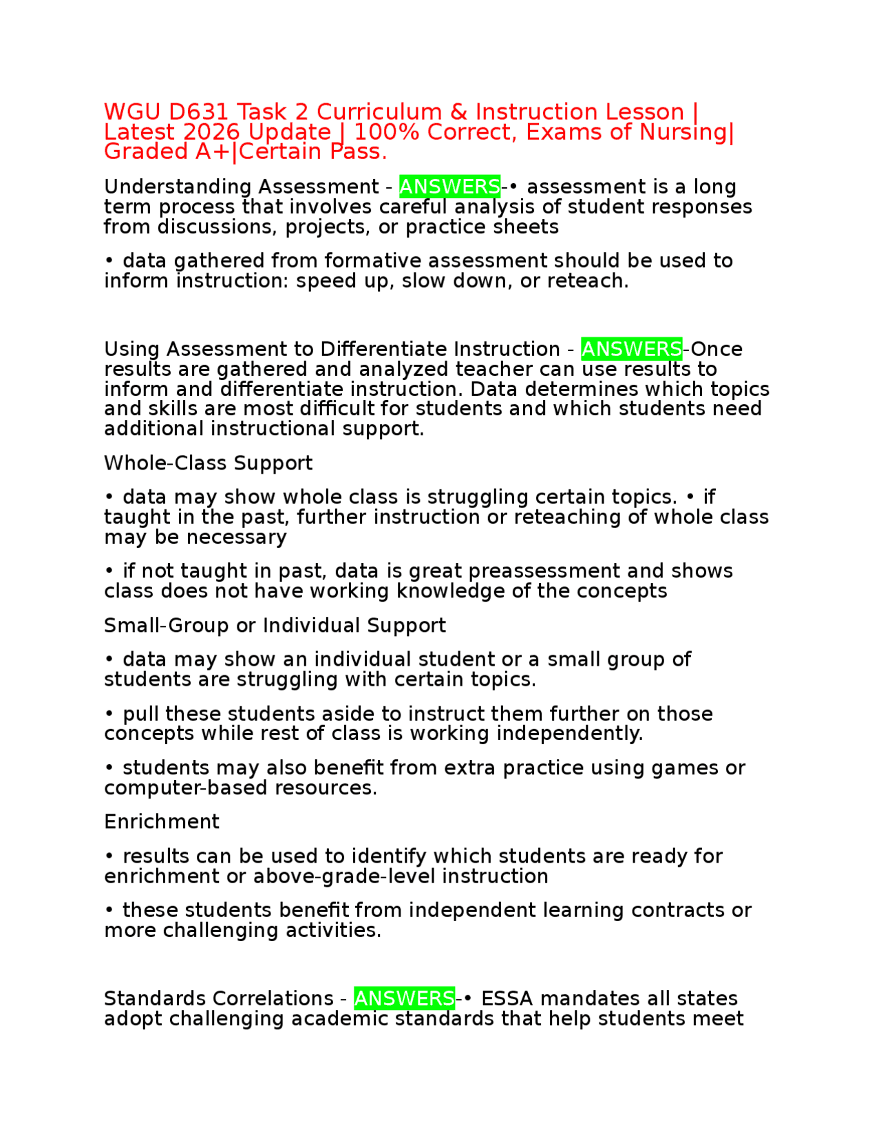 Wgu Rhm3 Task 2 WGU D631 Task 2 Curriculum & Instruction Lesson | Latest 2026 Update ...