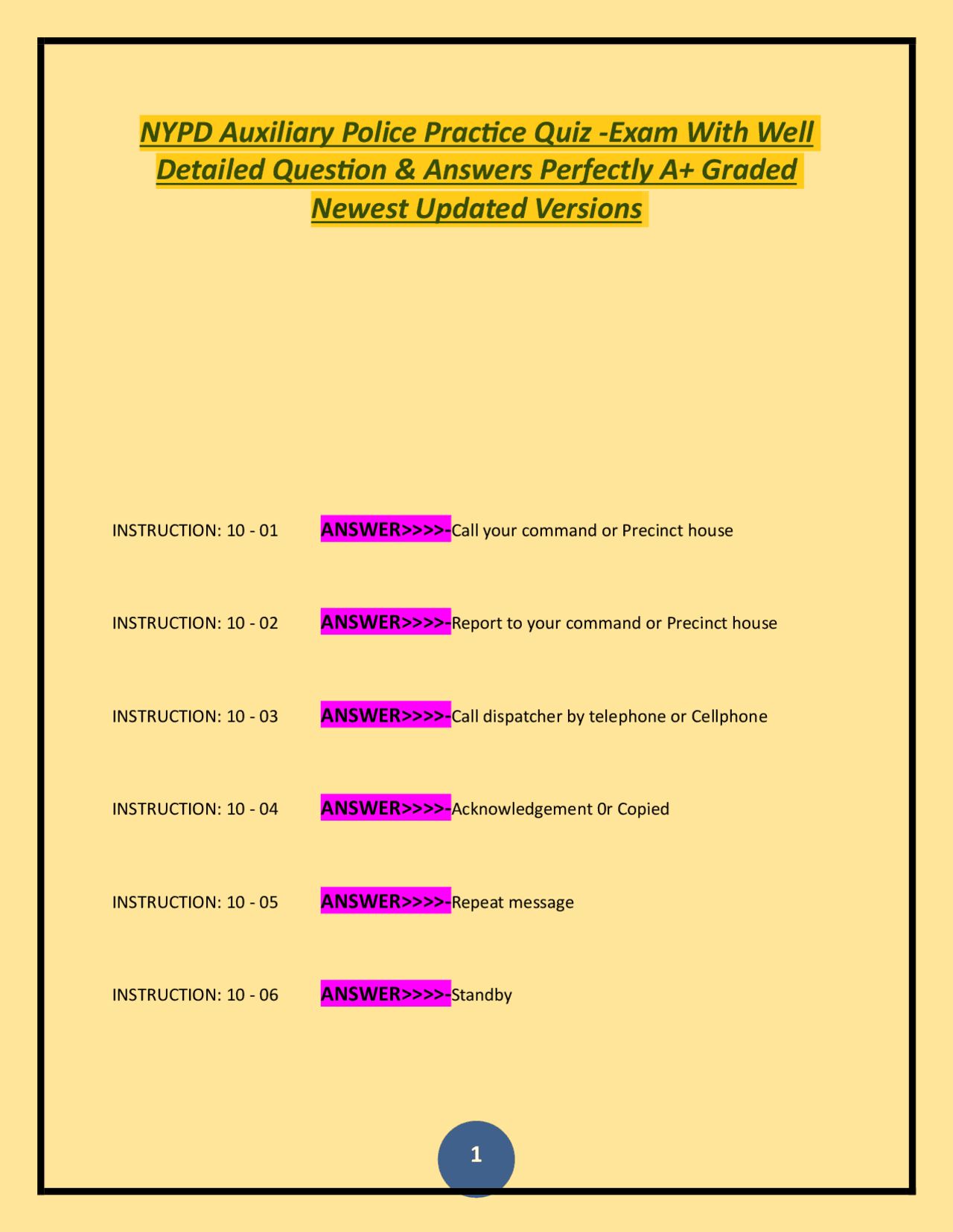 NYPD Auxiliary Police Practice Quiz: Comprehensive Exam with Detailed Q&amp;A | Exams Securities ...