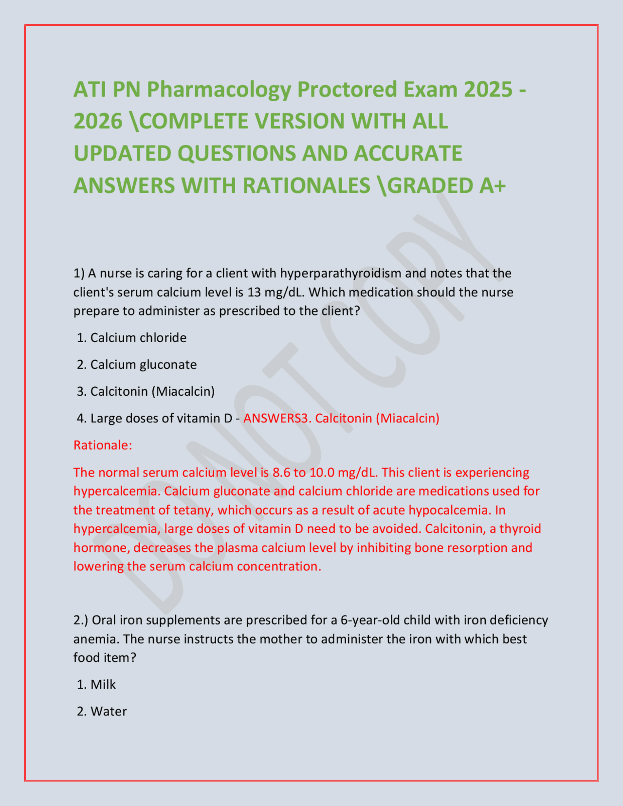 ATI PN Pharmacology Proctored Exam 2025 2026 \COMPLETE VERSION WITH ALL ...