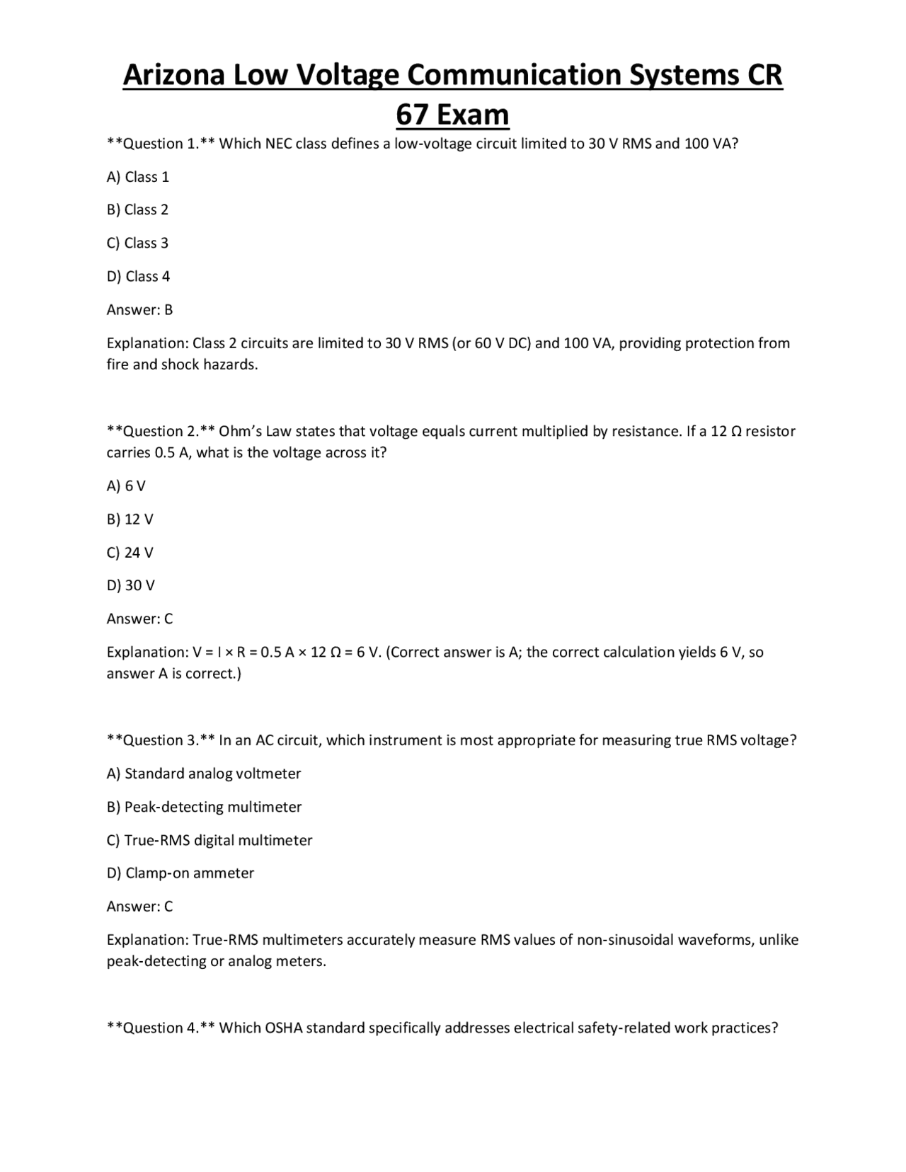Arizona Low Voltage Communication Systems CR 67 Exam | Exams Technology ...
