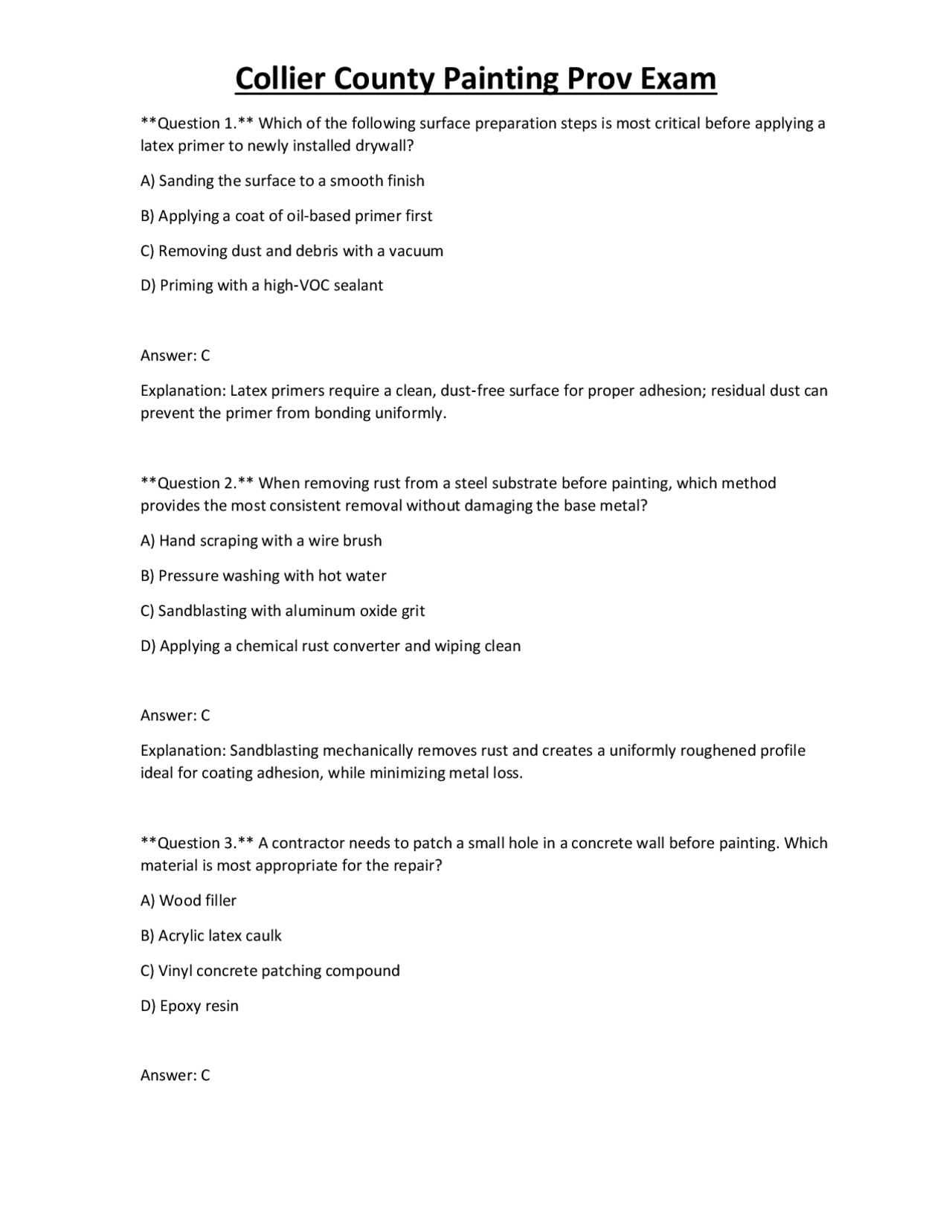 Paint Program Questions Painting Professional Exam Questions and Answers | Exams Technology ...