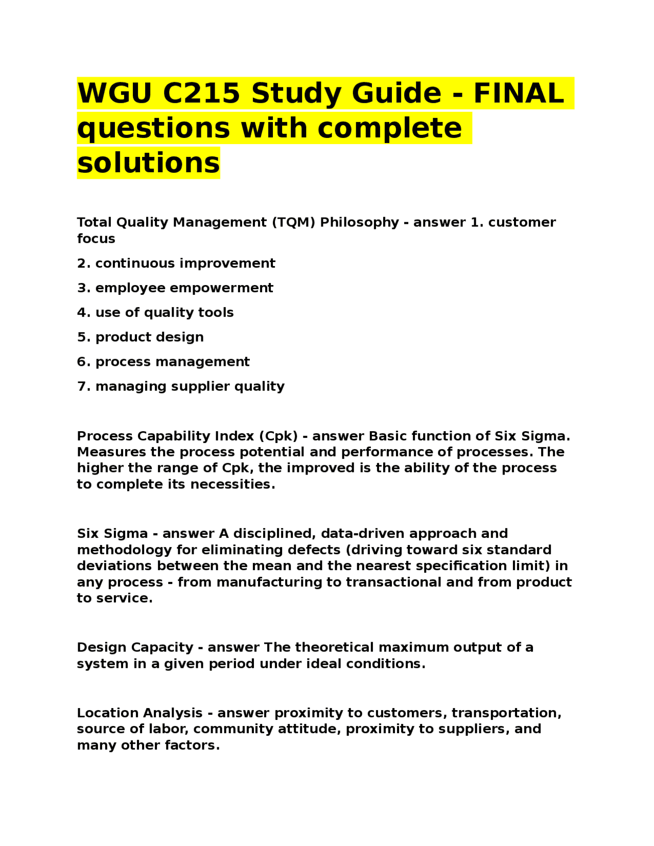 WGU C215 Study Guide - FINAL questions with complete solutions.docx ...