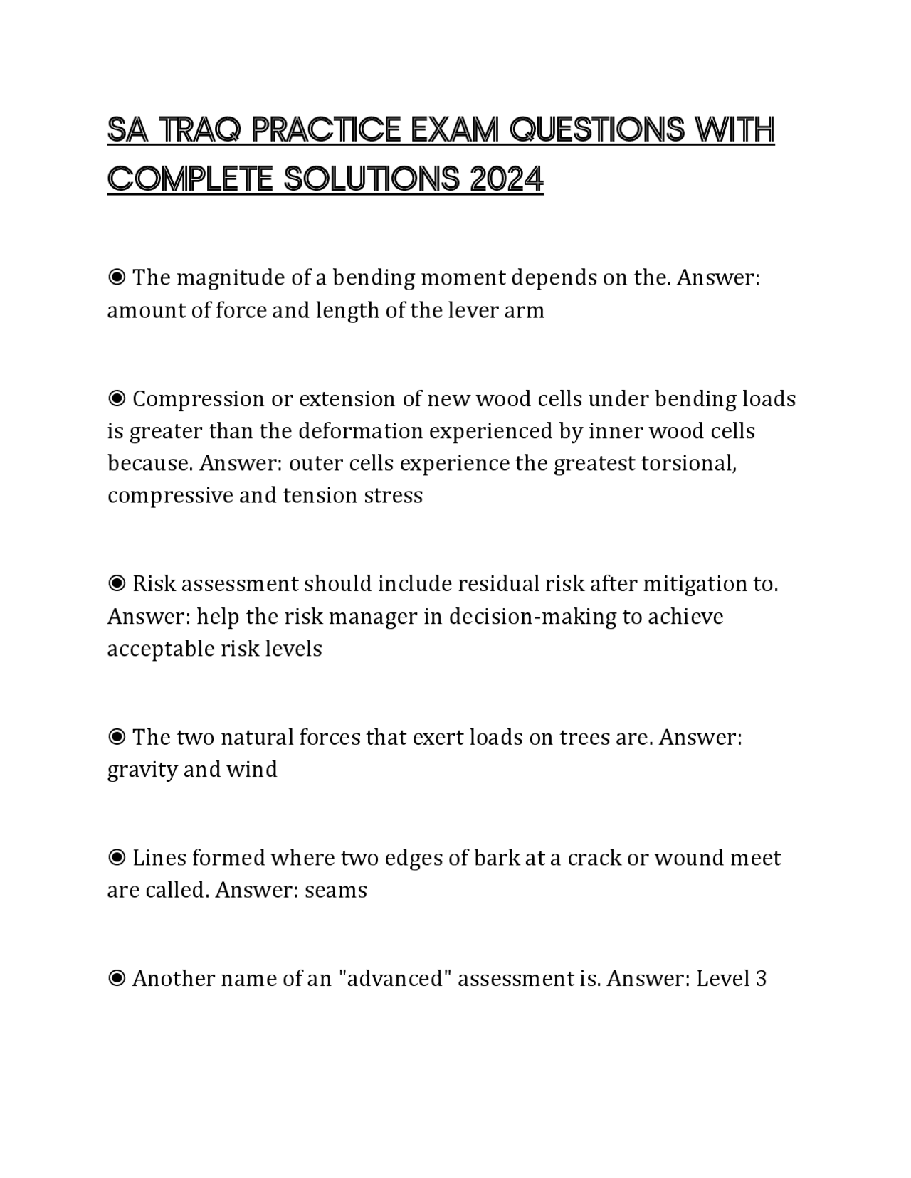 SA TRAQ PRACTICE EXAM QUESTIONS WITH COMPLETE SOLUTIONS 2024 | Exams ...