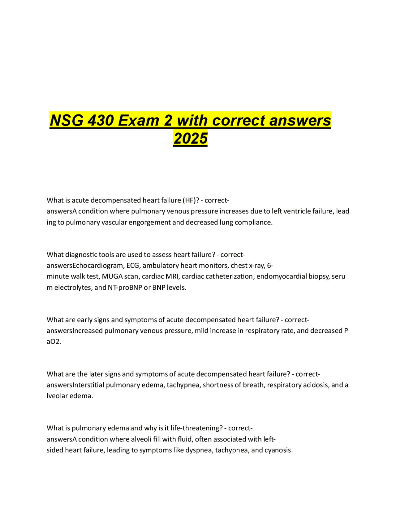 WGU D236 Pathophysiology with correct answers 2025.pdf | Exams Nursing ...