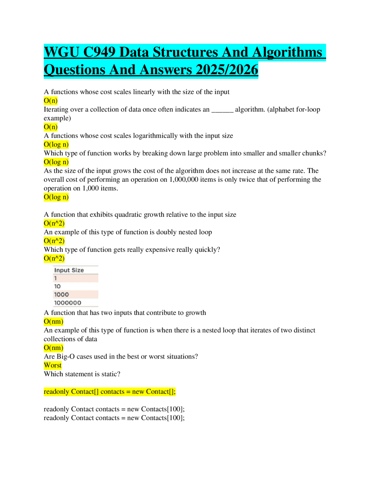 Data Structures and Algorithms: Q&A for Exam Prep | Exams Advanced ...