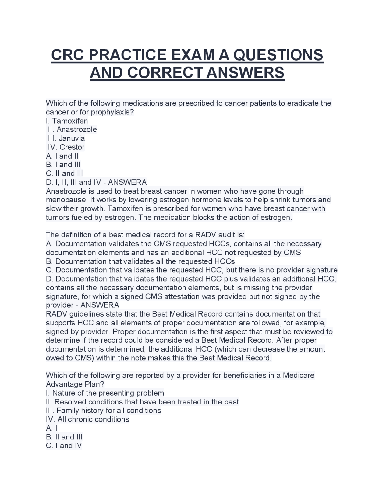 CRC Exam Practice Questions and Answers | Exams Advanced Education ...