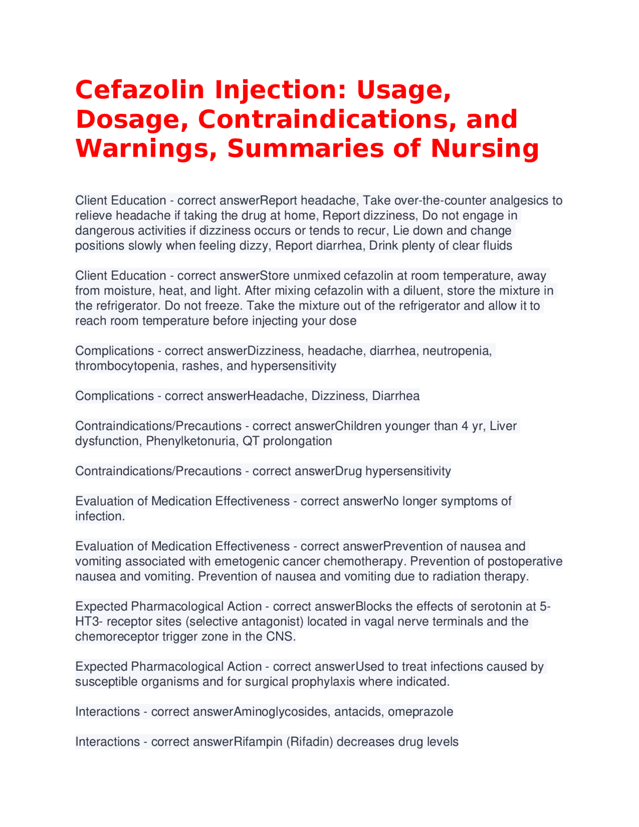 Cefazolin Injection: Usage, Dosage, Contraindications, and Warnings ...