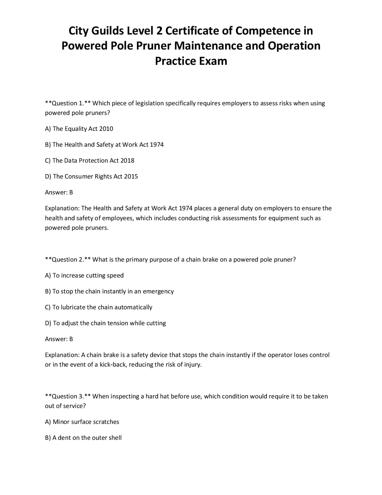 City Guilds Level 2 Certificate of Competence in Powered Pole Pruner ...