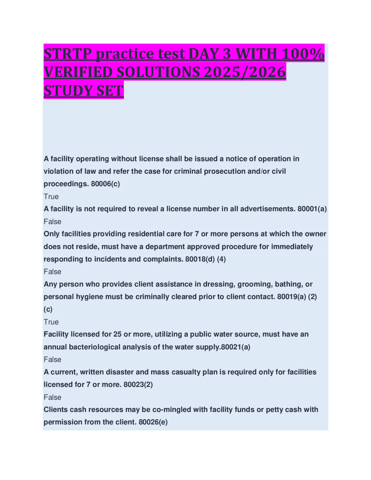 STRTP Practice Test with Verified Solutions 2025/2026 | Exams Business ...