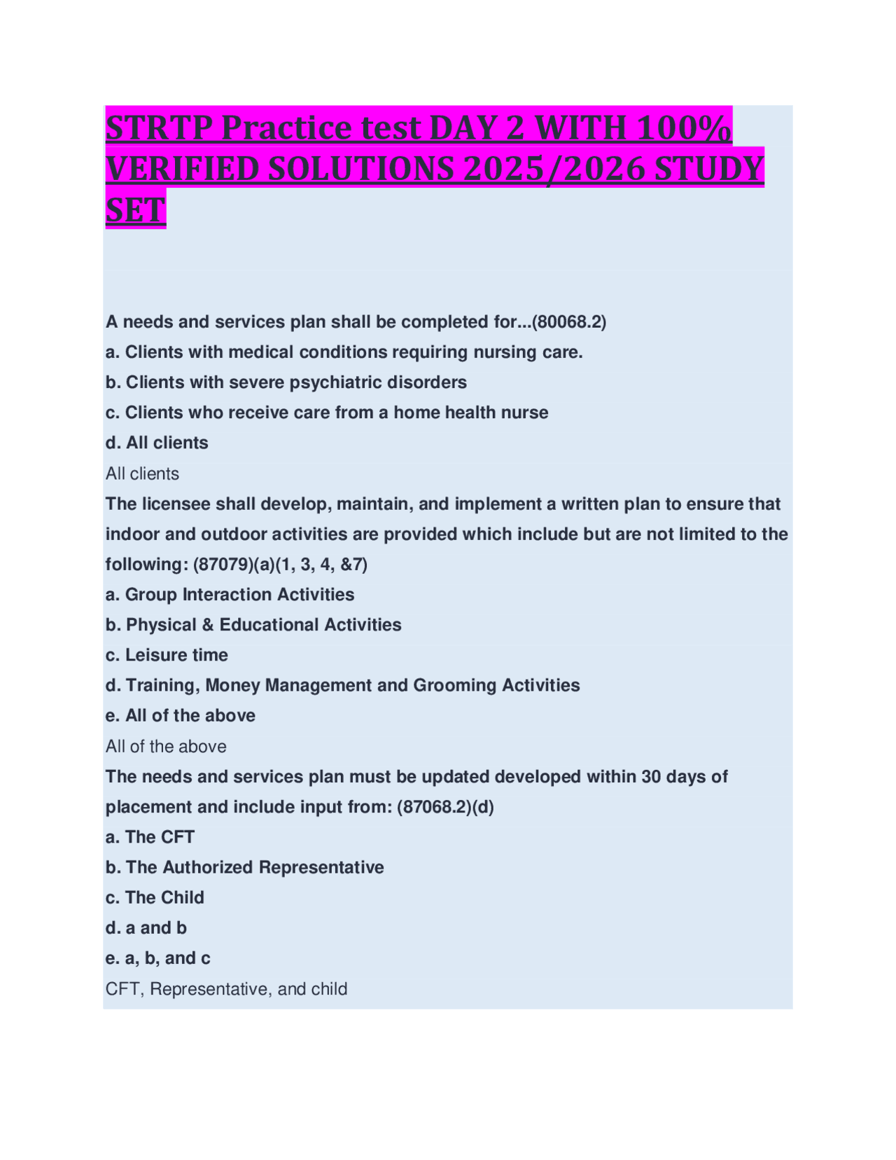 STRTP Practice Test with Verified Solutions 2025/2026 | Exams Business ...