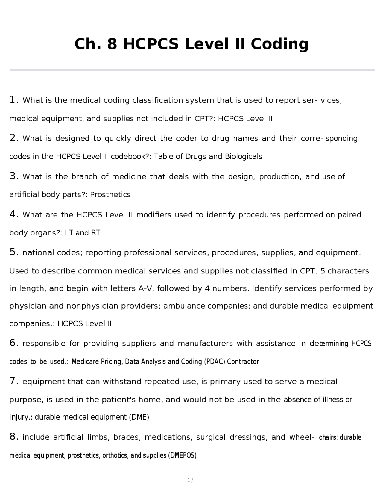 Hcpcs Level Ii Code Chart HCPCS Level II Coding: Questions and Answers for Medical Coding ...