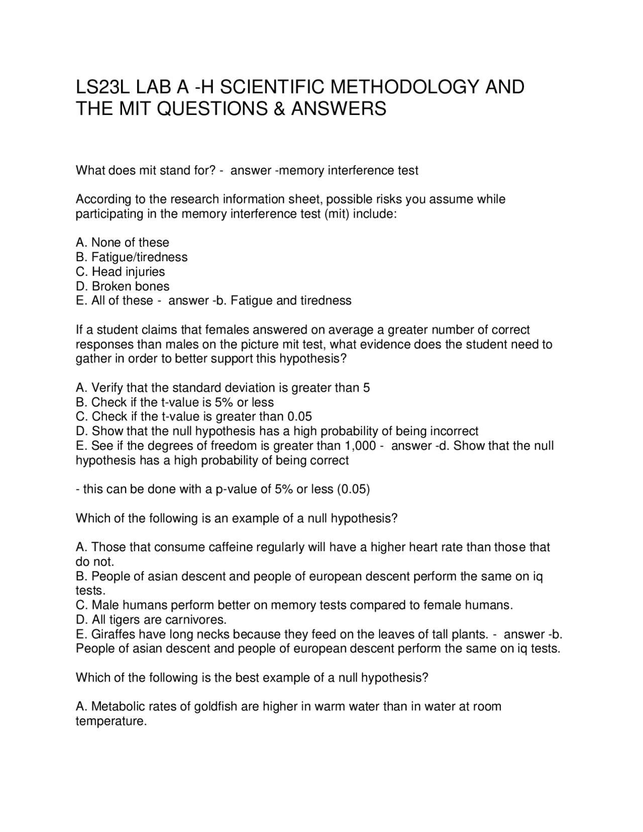 Mit Questions Scientific Methodology: MIT Questions and Answers | Exams Social ...