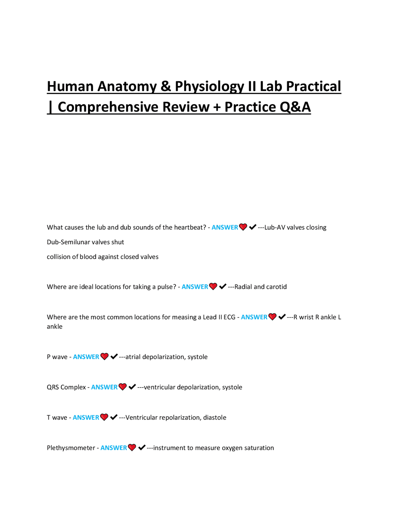 Human Anatomy & Physiology II Lab Practical 2025 | Comprehensive Review ...