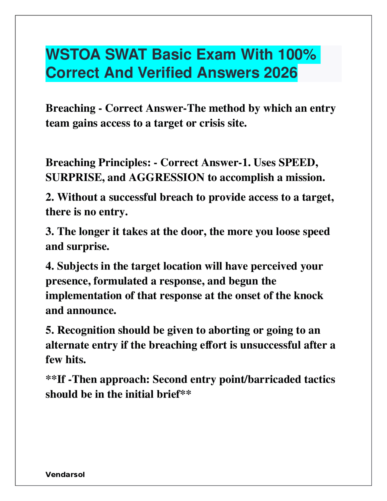 Swat Program Worksheet SWAT Basic Exam Q&A: Tactics, Breaching, and Legal Aspects | Exams ...