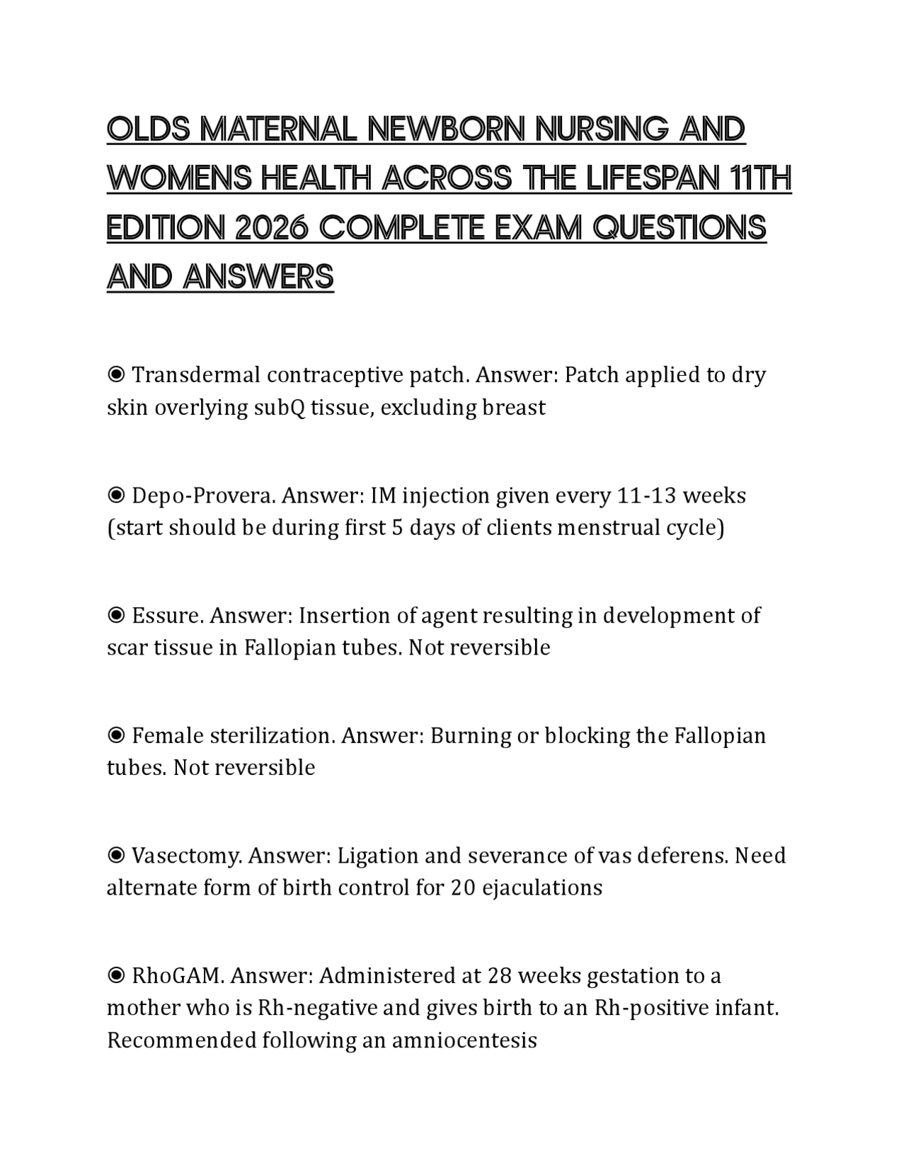 OLDS MATERNAL NEWBORN NURSING AND WOMENS HEALTH ACROSS THE LIFESPAN ...