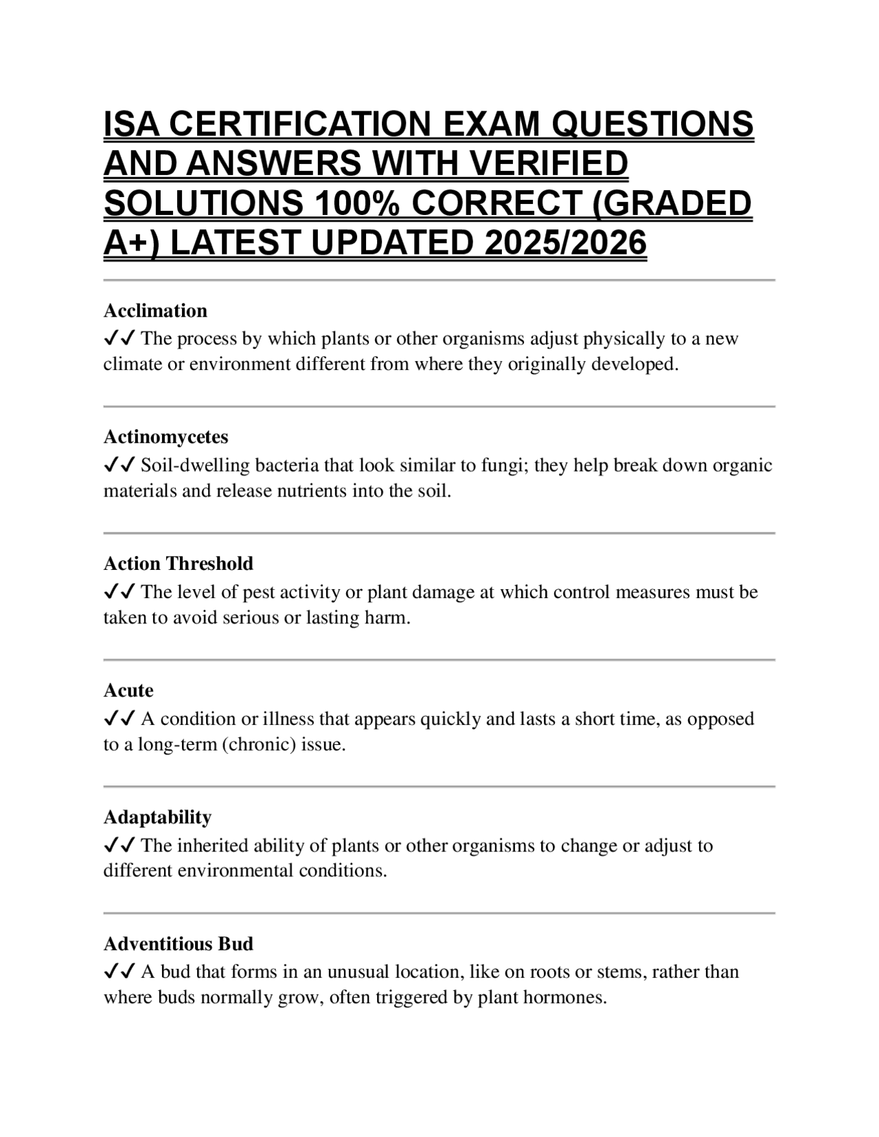 Isa Classes ISA CERTIFICATION EXAM QUESTIONS AND ANSWERS WITH VERIFIED SOLUTIONS ...