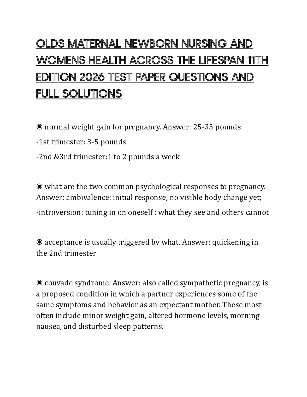 OLDS MATERNAL NEWBORN NURSING AND WOMENS HEALTH ACROSS THE LIFESPAN ...