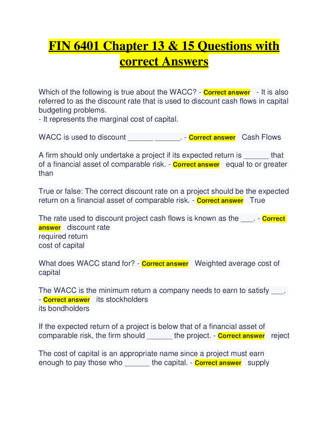 WACC and Cost of Capital: Q&A for Finance Students | Exams Finance ...