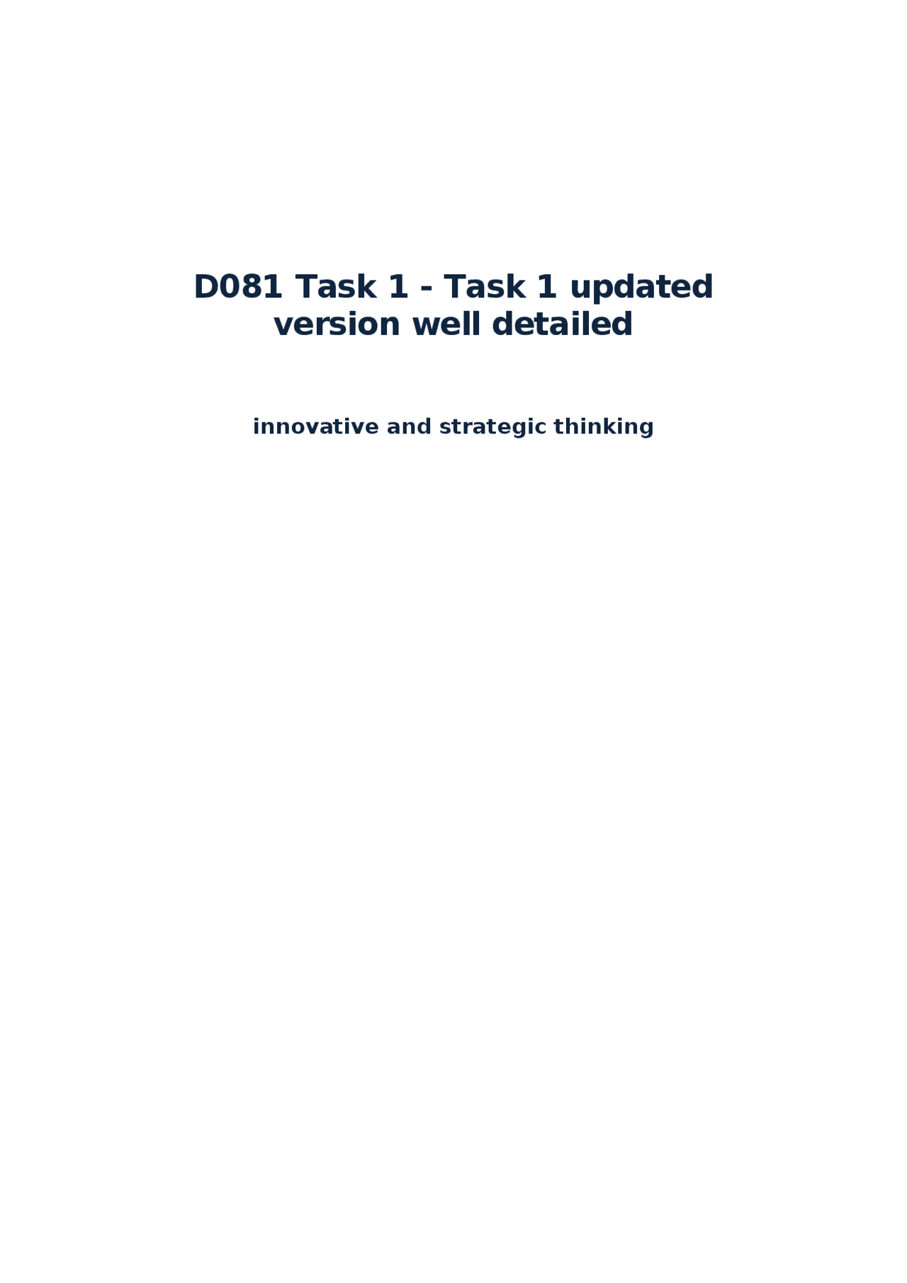 D081 Task 1 - Task 1 updated version well detailed | Assignments ...