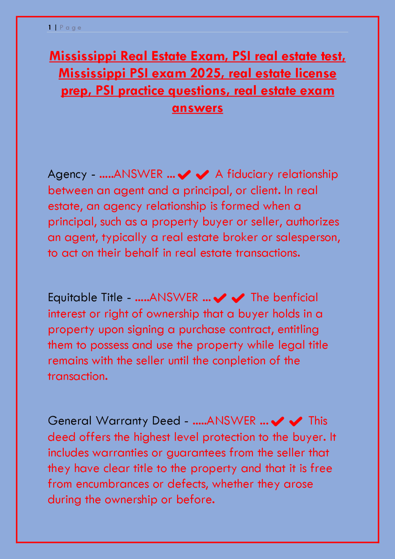 Mississippi Real Estate Exam 2025 300+ PSI Practice Questions