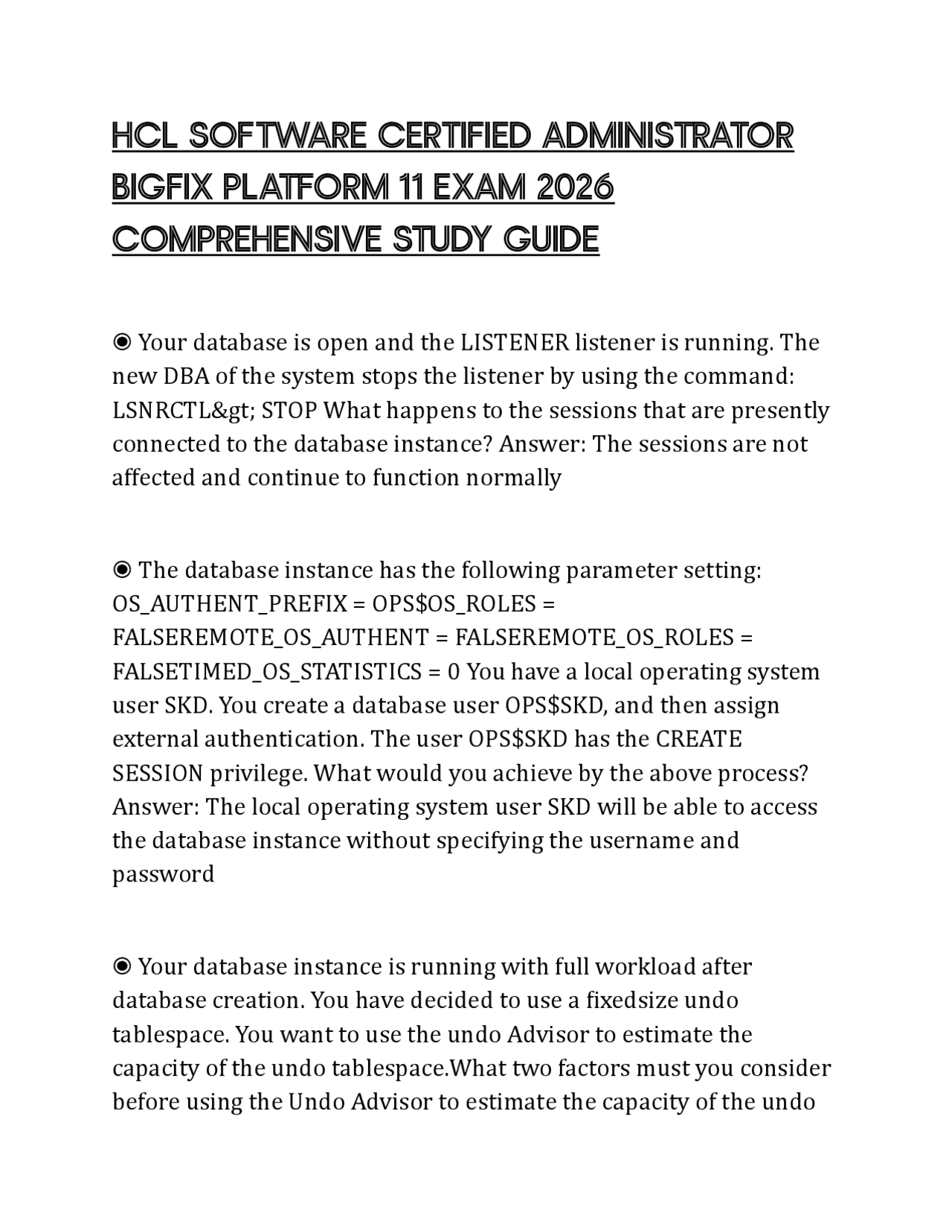 HCL SOFTWARE CERTIFIED ADMINISTRATOR BIGFIX PLATFORM 11 EXAM 2026 ...