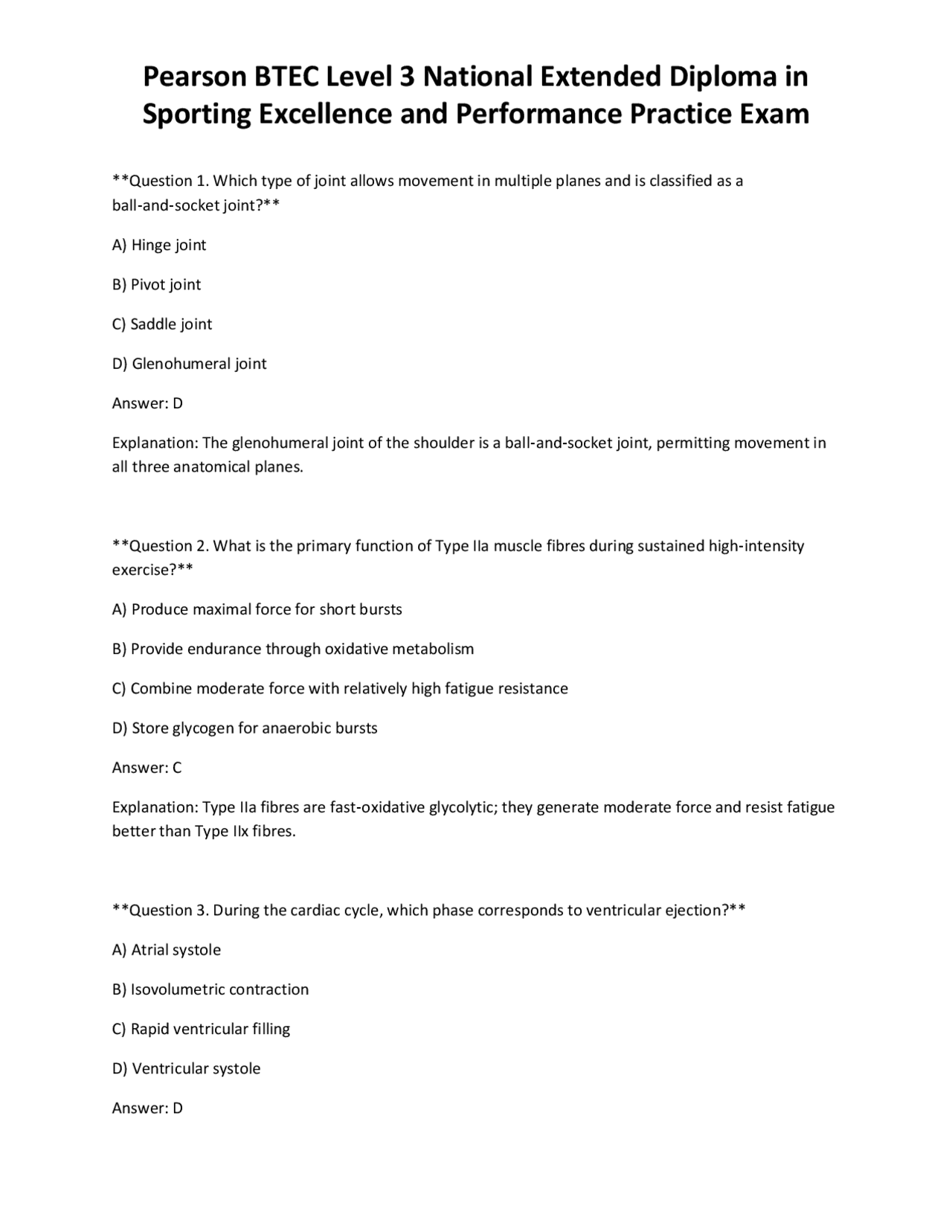 Pearson BTEC Level 3 National Extended Diploma in Sporting Excellence ...