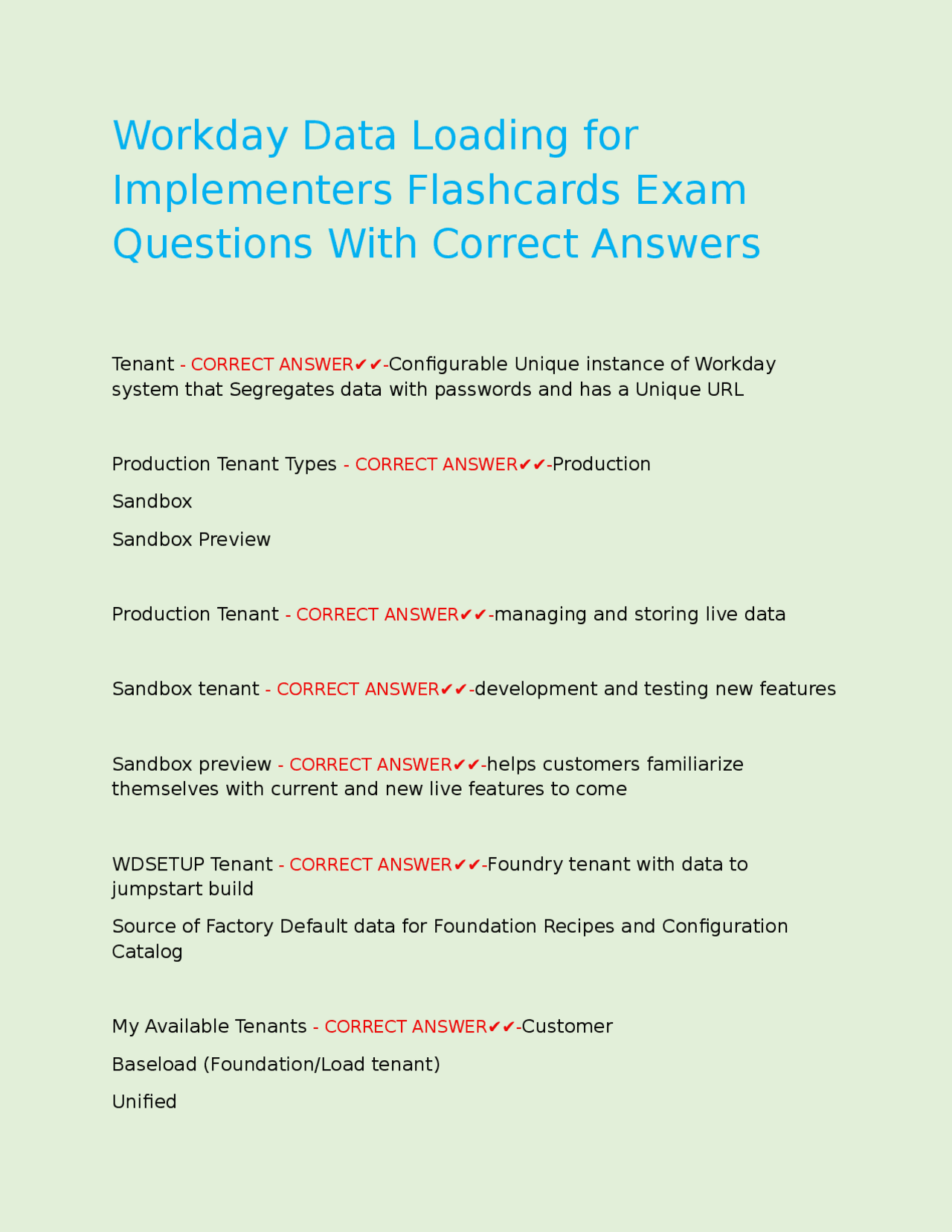 Workday Data Loading For Implementation Workday Data Loading Implementers Flashcards Exam Questions | Exams Law ...