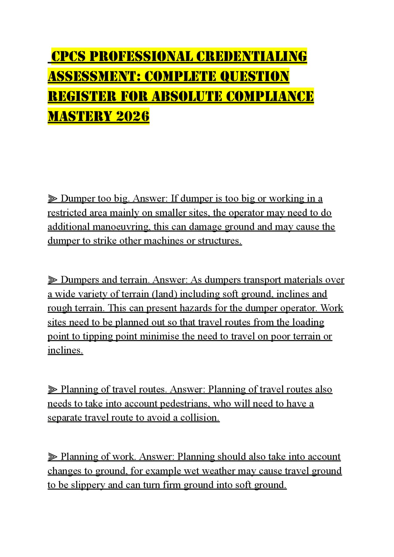 CPCS PROFESSIONAL CREDENTIALING ASSESSMENT: COMPLETE QUESTION REGISTER ...