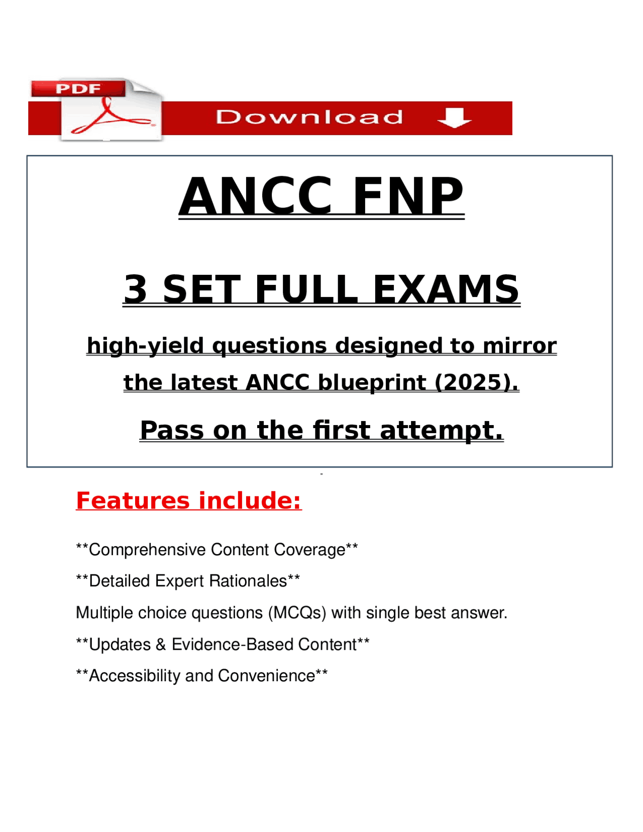 ANCC FNP Certification 3 Full Practice Exams with Rationales (2026 ...