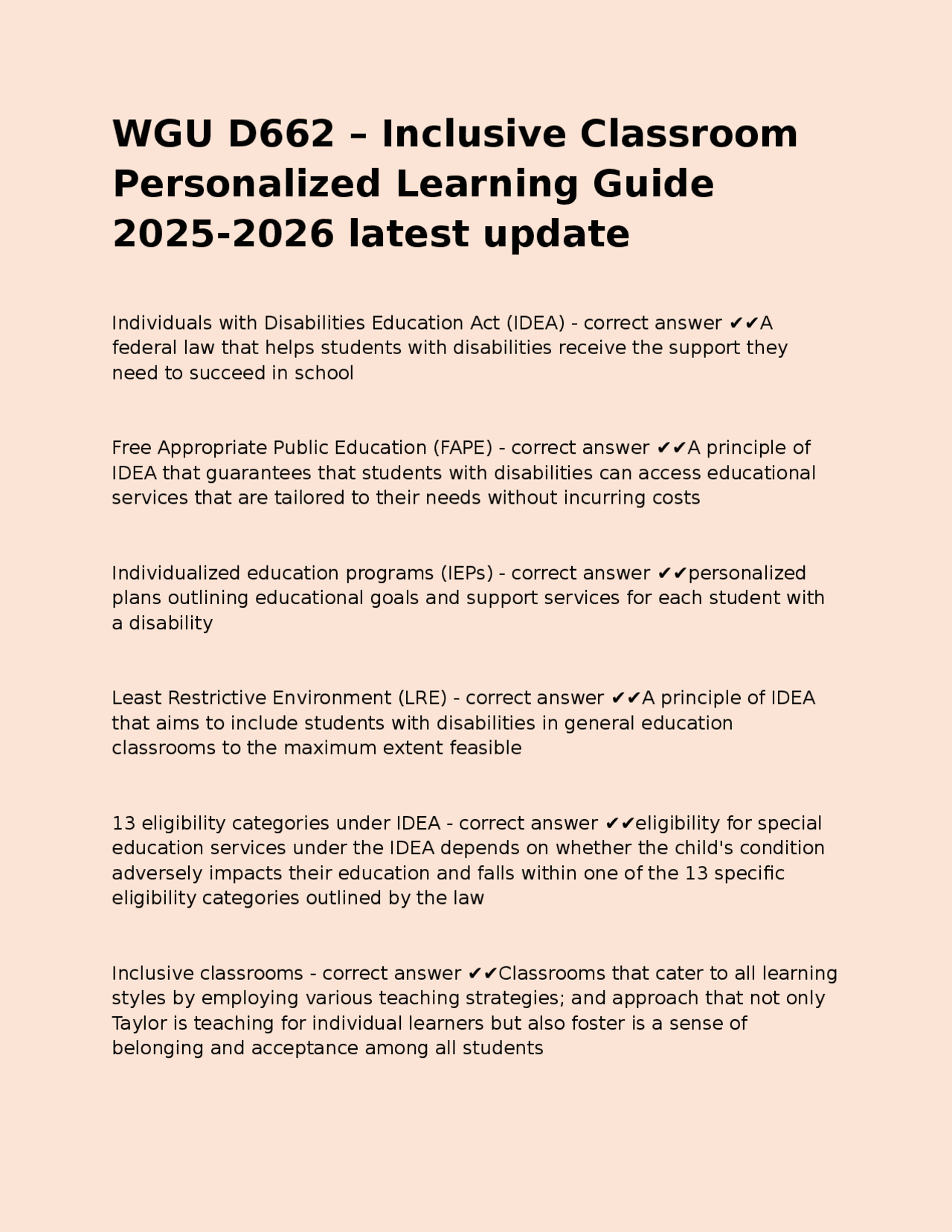 WGU D662 – Inclusive Classroom Personalized Learning Guide 2025-2026 ...