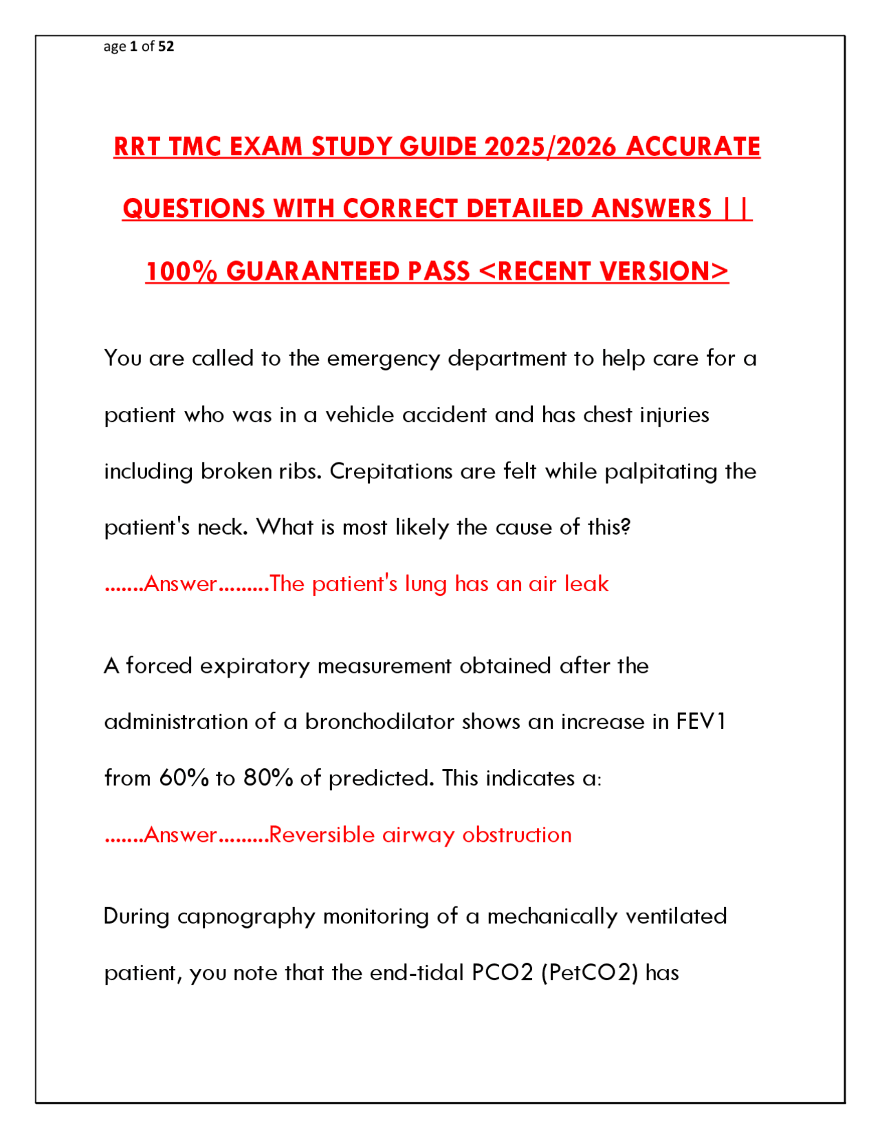 Rrt Kettering Study Guide Calendar.pdf RRT TMC Exam Study Guide 2025/2026 – Accurate Practice Questions ...